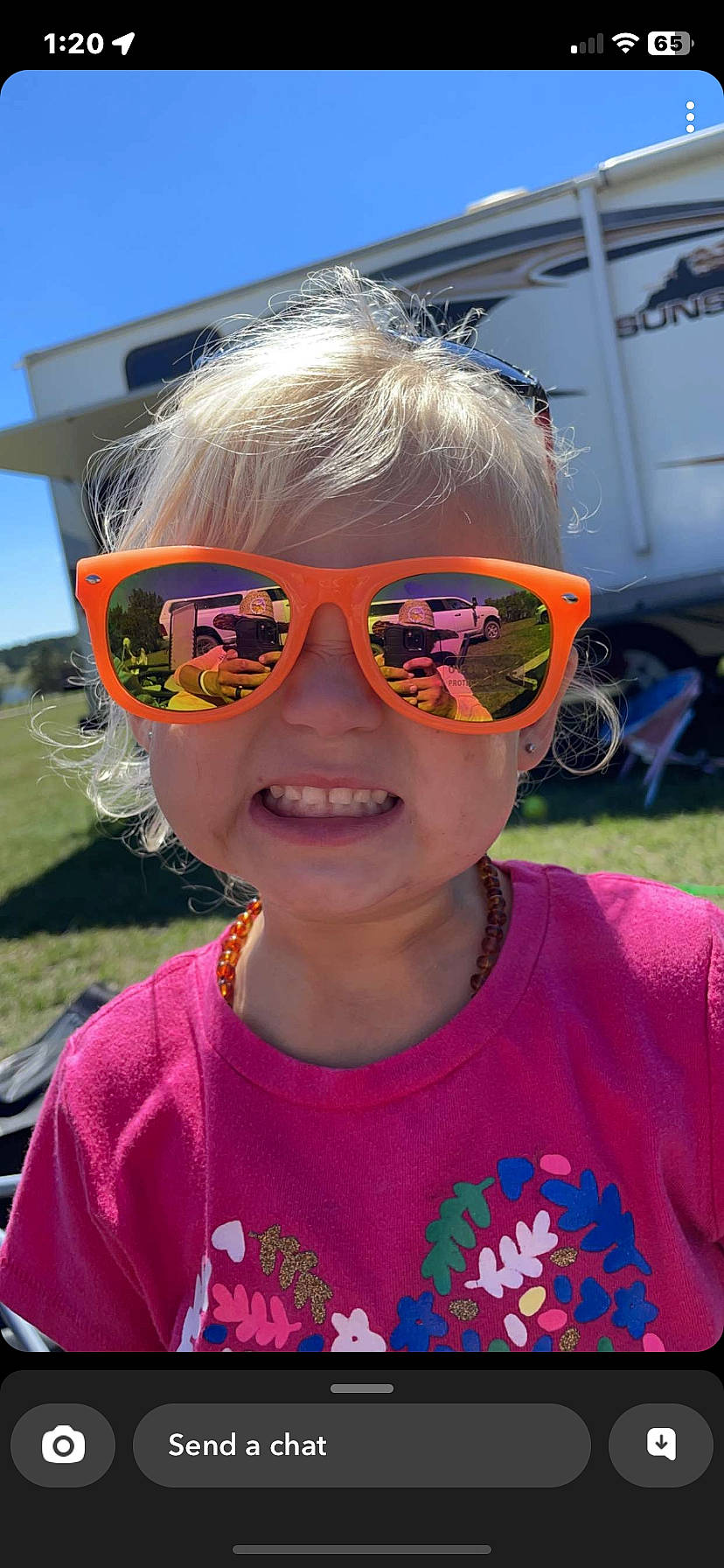 Avery joined the competition — help win amazing prizes! child, cool, electric_blue, eyewear, fun, glasses, goggles, happy, headgear, leisure, magenta, person, personal_protective_equipment, pink, recreation, sky, smile, sunglasses, t_shirt, toddler