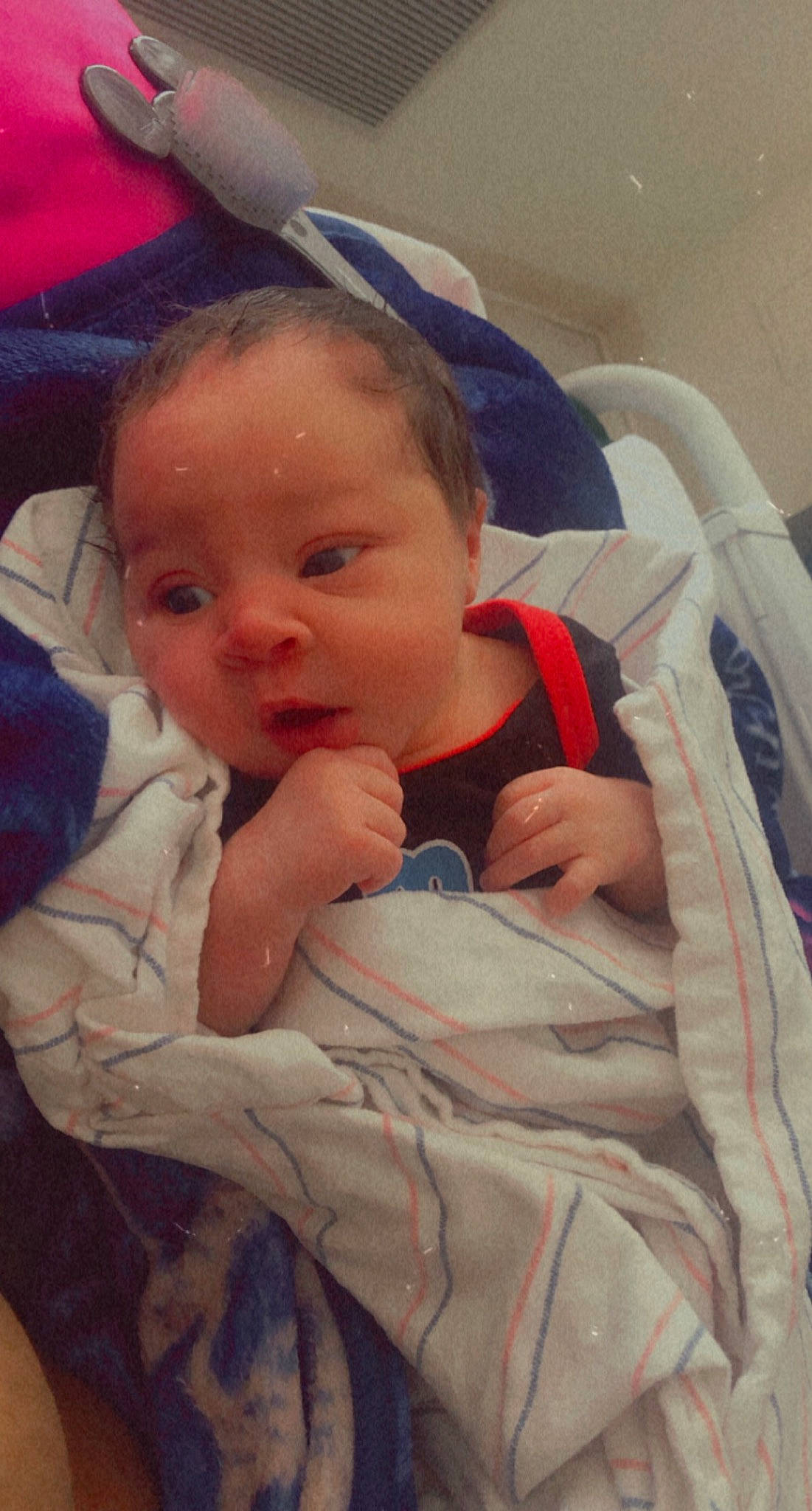 Emir is registered to the contest to win money with this photo: baby, baby_carriage, baby_products, baby_safety, baby_toddler_clothing, cheek, chin, comfort, eyebrow, facial_expression, finger, head, iris, lip, mouth, nose, person, skin, textile, thumb