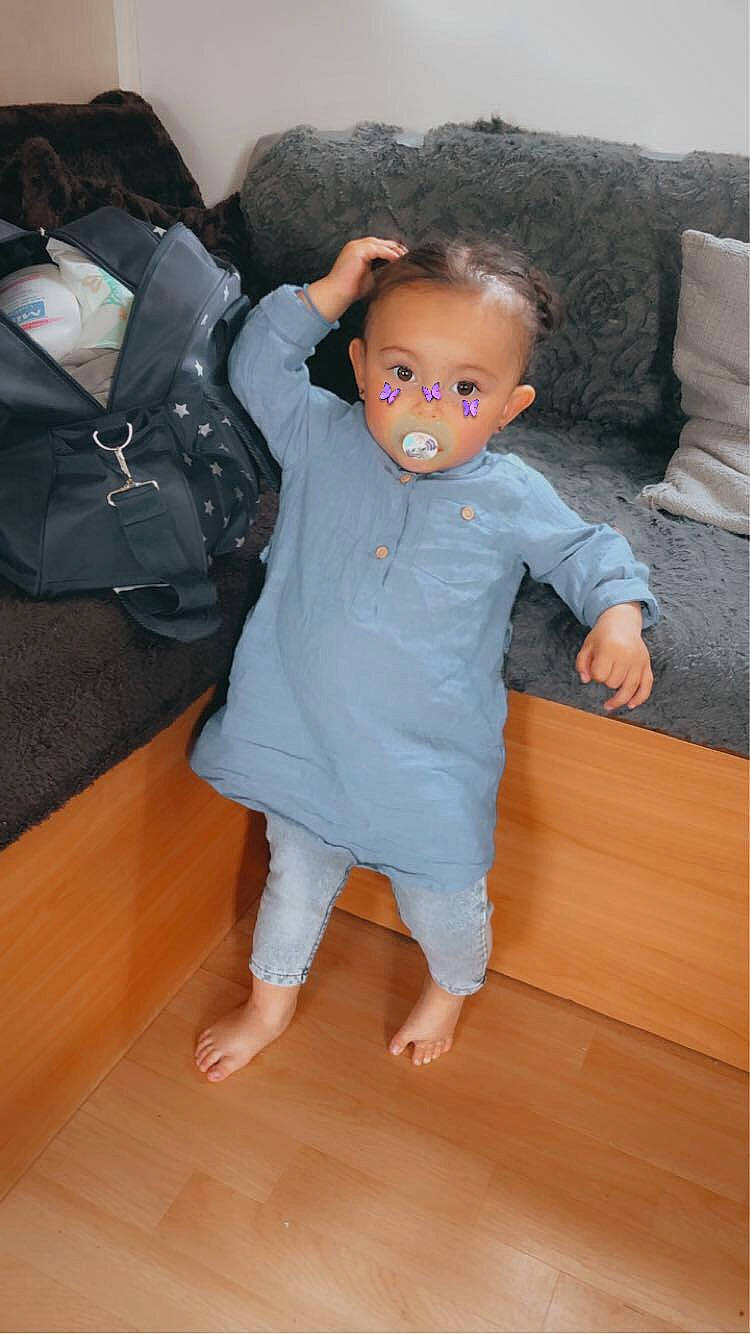 Ayzeur participe au concours pour gagner de l'argent avec cette photo : arm, barefoot, child, floor, flooring, foot, head, joint, leg, person, skin, standing, toddler, wood