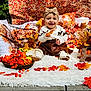 Karina joined the competition — help win amazing prizes! baby, infant, smiling, autumn, fall_leaves, pumpkins, headband, bow, basket, berries, blanket, rug, decor, portrait, sitting, seasonal, orange, cute, outdoor, props