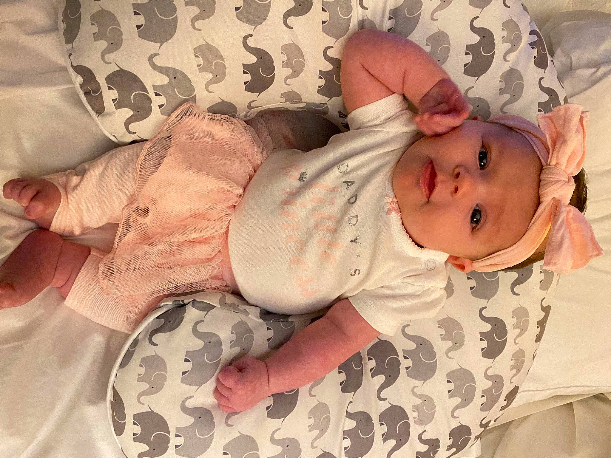 Clairece joined the competition — help win amazing prizes! arm, baby, baby_products, baby_sleeping, baby_toddler_clothing, bed, cheek, comfort, eye, facial_expression, headwear, human_body, linens, lip, mouth, pattern, person, pink, skin, sleeve