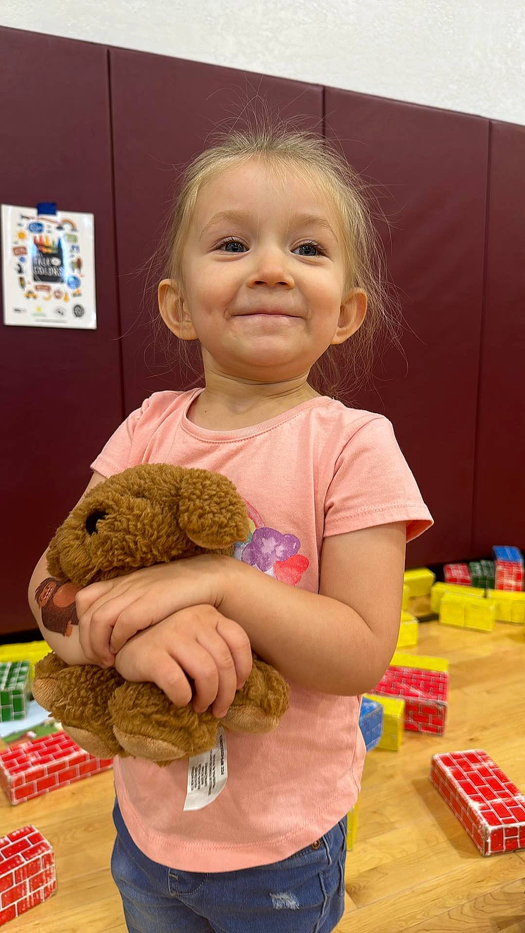 Lydia Raye is registered to the contest to win money with this photo: baby, baby_playing_with_toys, baby_toddler_clothing, baby_toys, cheek, child, fun, fur, joy, person, play, plush, room, skin, smile, standing, stuffed_toy, teddy_bear, thumb, toddler
