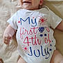 Sylas joined the competition — help win amazing prizes! baby, infant, smiling, onesie, clothing, text, lying_down, blanket, patriotic, 4th_of_july, celebration, chubby, cute, happy, person, skin, face, hand, leg, indoors