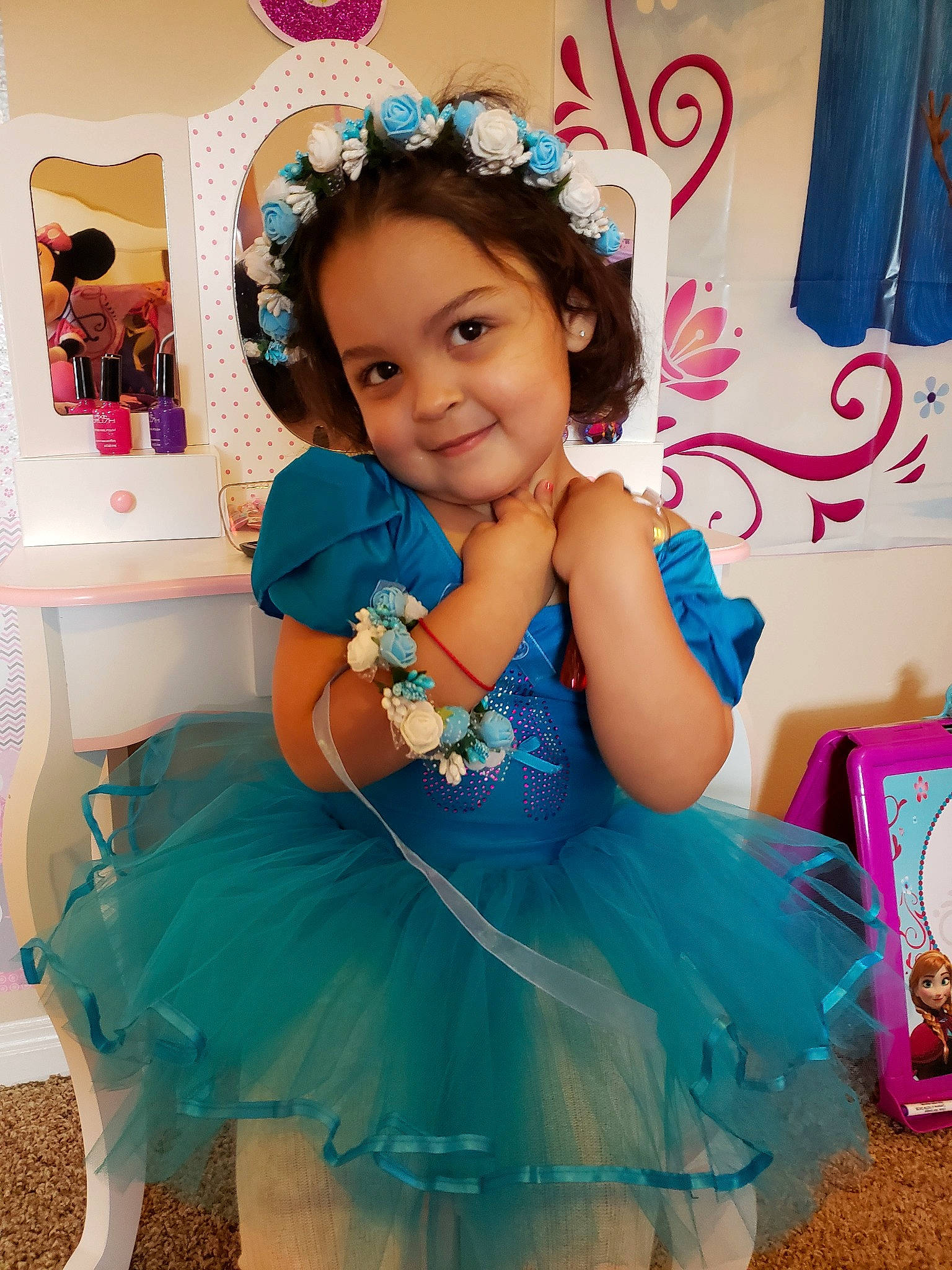 Jillian is registered to the contest to win money with this photo: ballet_tutu, blue, child, costume, dance_dress, day, fun, girl, hair_accessory, happiness, joy, person, pink, shoulder, skin, smile, textile, toddler