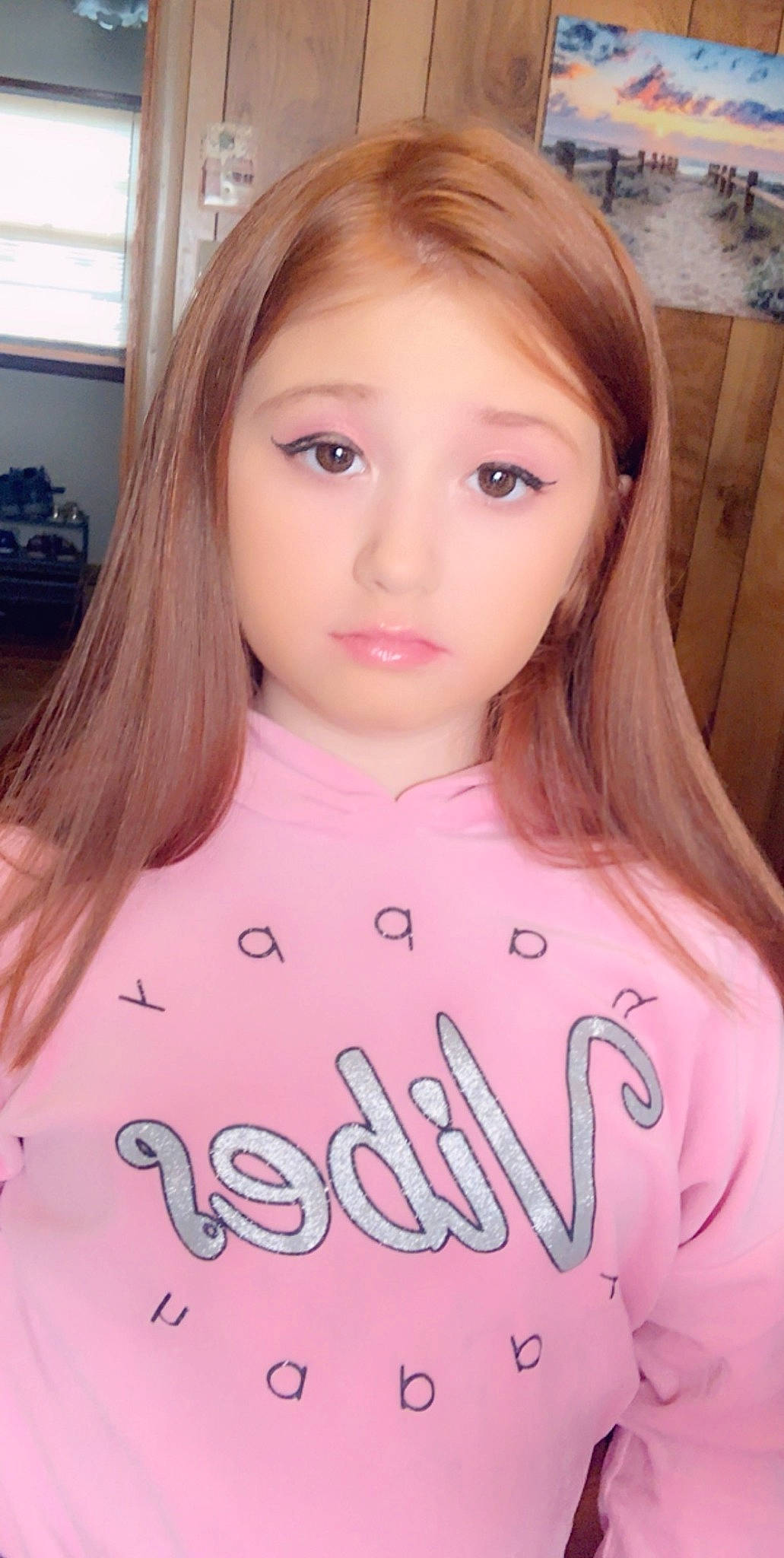 Khloe joined the competition — help win amazing prizes! beauty, brown_hair, cheek, chin, clothing, eye, eyebrow, eyelash, forehead, hairstyle, iris, jaw, lip, neck, peach, person, pink, selfie, shoulder, skin
