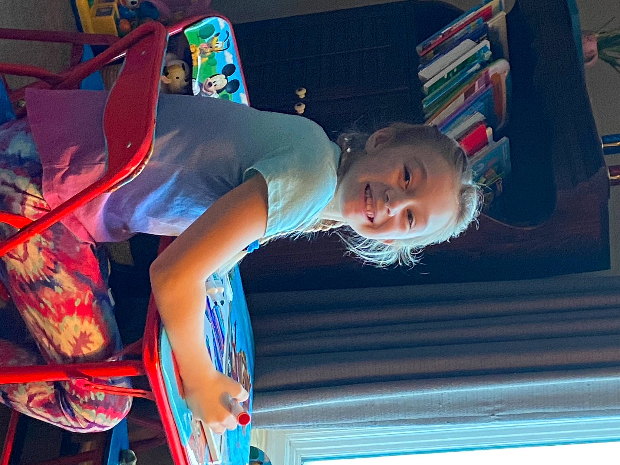 Aleeanna is registered to the contest to win money with this photo: art, artist, azure, electric_blue, entertainment, event, fashion_design, fun, human_leg, joy, leisure, magenta, pattern, person, smile, sunglasses, t_shirt, textile, thigh, toddler