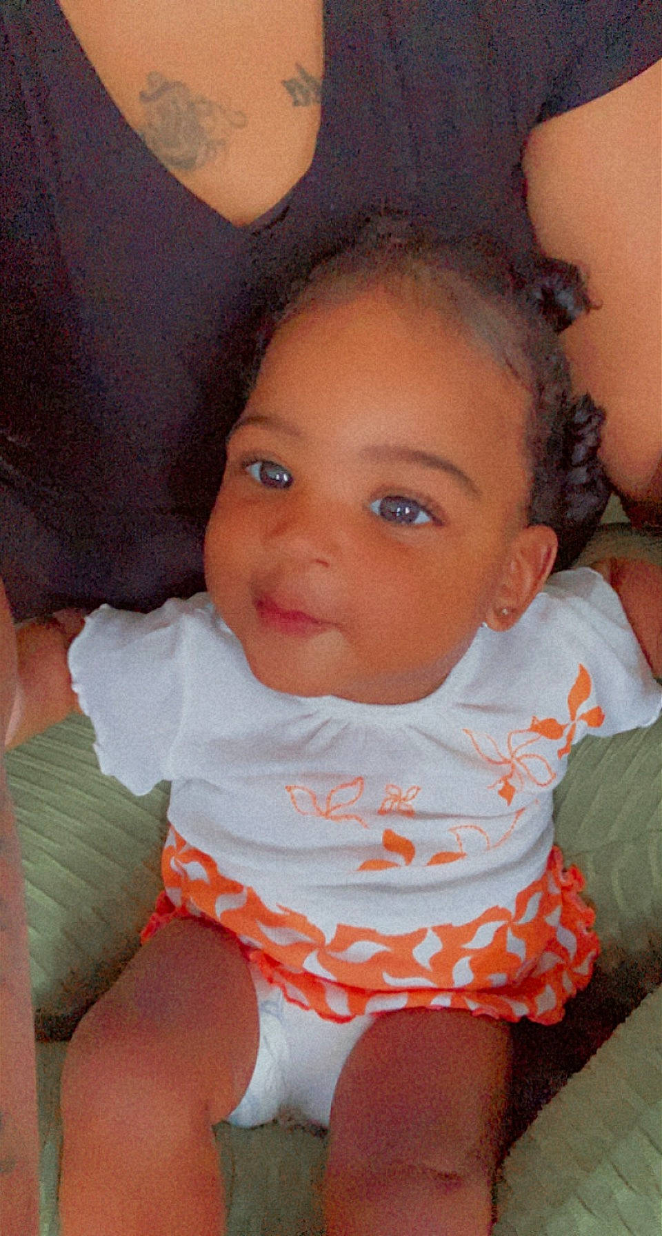 Aaliyah is registered to the contest to win money with this photo: baby, baby_toddler_clothing, cheek, chin, eye, eyebrow, eyelash, forehead, fun, happy, iris, lip, mouth, neck, nose, person, skin, sleeve, smile, thumb