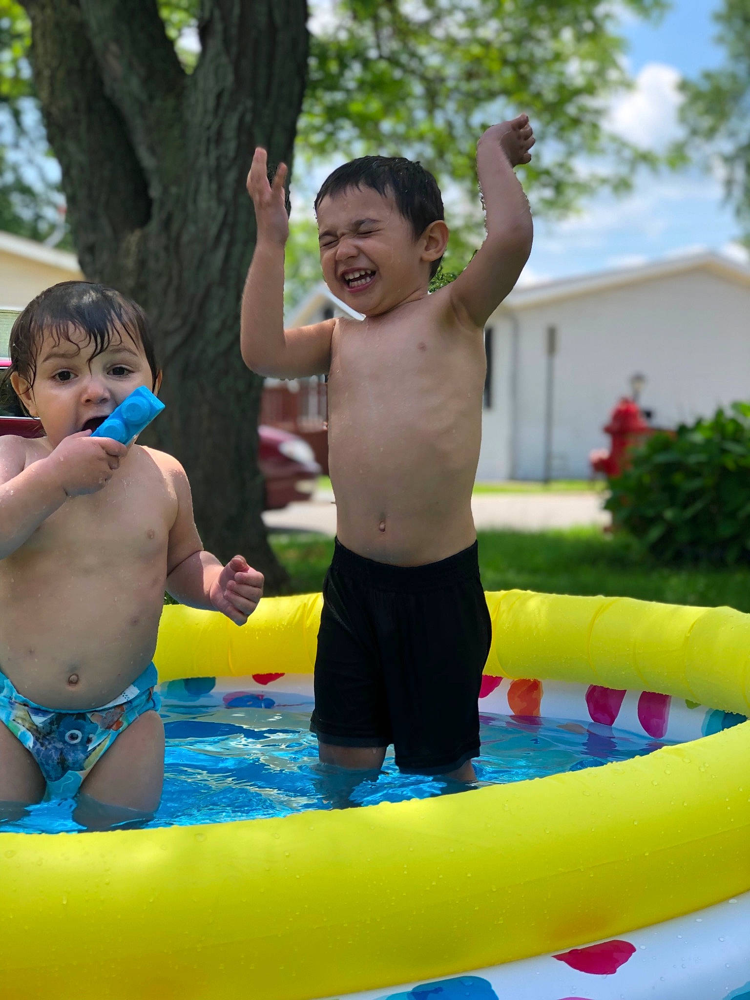 Stephen is registered to the contest to win money with this photo: barechested, child, fun, games, inflatable, joy, leisure, park, person, play, pool, product, recreation, summer, swimming_pool, toddler, vacation, water, water_park