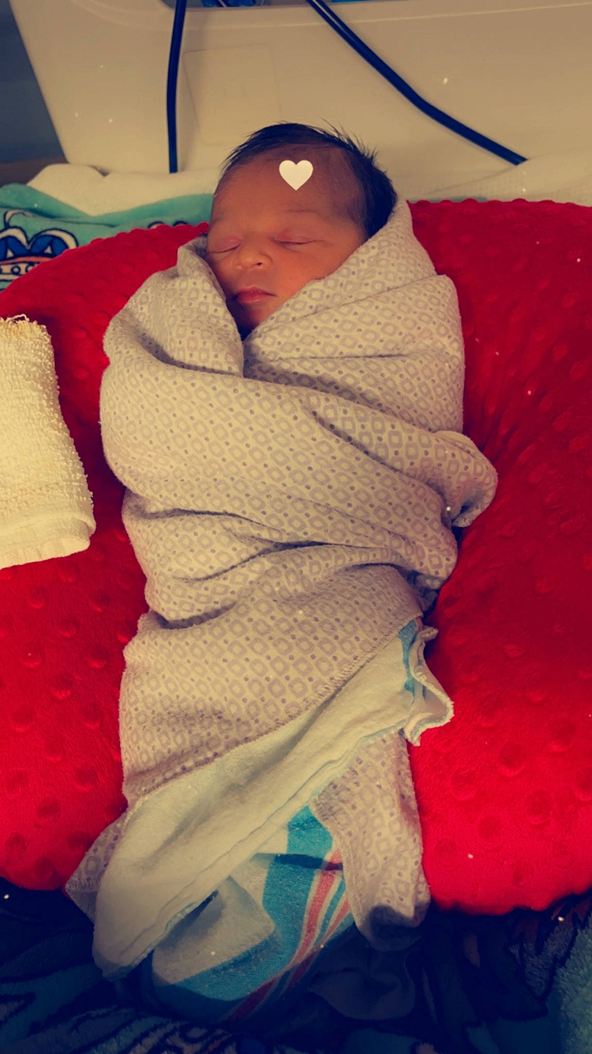 Kyndall joined the competition — help win amazing prizes! baby, baby_sleeping, baby_toddler_clothing, bedding, bedtime, carmine, child, comfort, electric_blue, linens, magenta, pattern, person, red, room, sleeve, textile, toddler, towel, wool