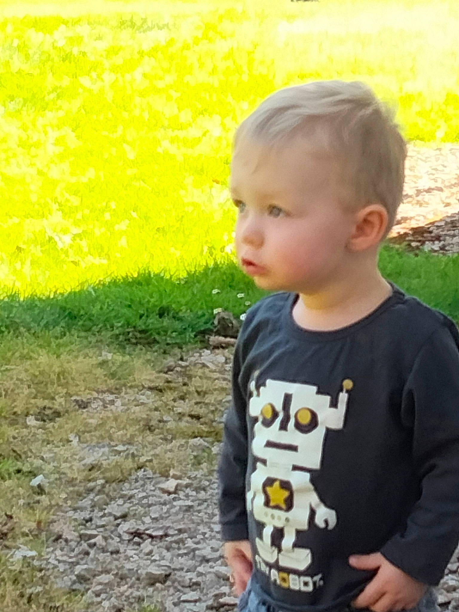 Hugo a rejoint le concours — aidez-le/la à gagner de superbes lots ! baby, baby_toddler_clothing, botany, child, eye, fun, grass, grass_family, hairstyle, happy, lawn, natural_environment, people_in_nature, person, plant, sleeve, t_shirt, toddler, tree, woody_plant