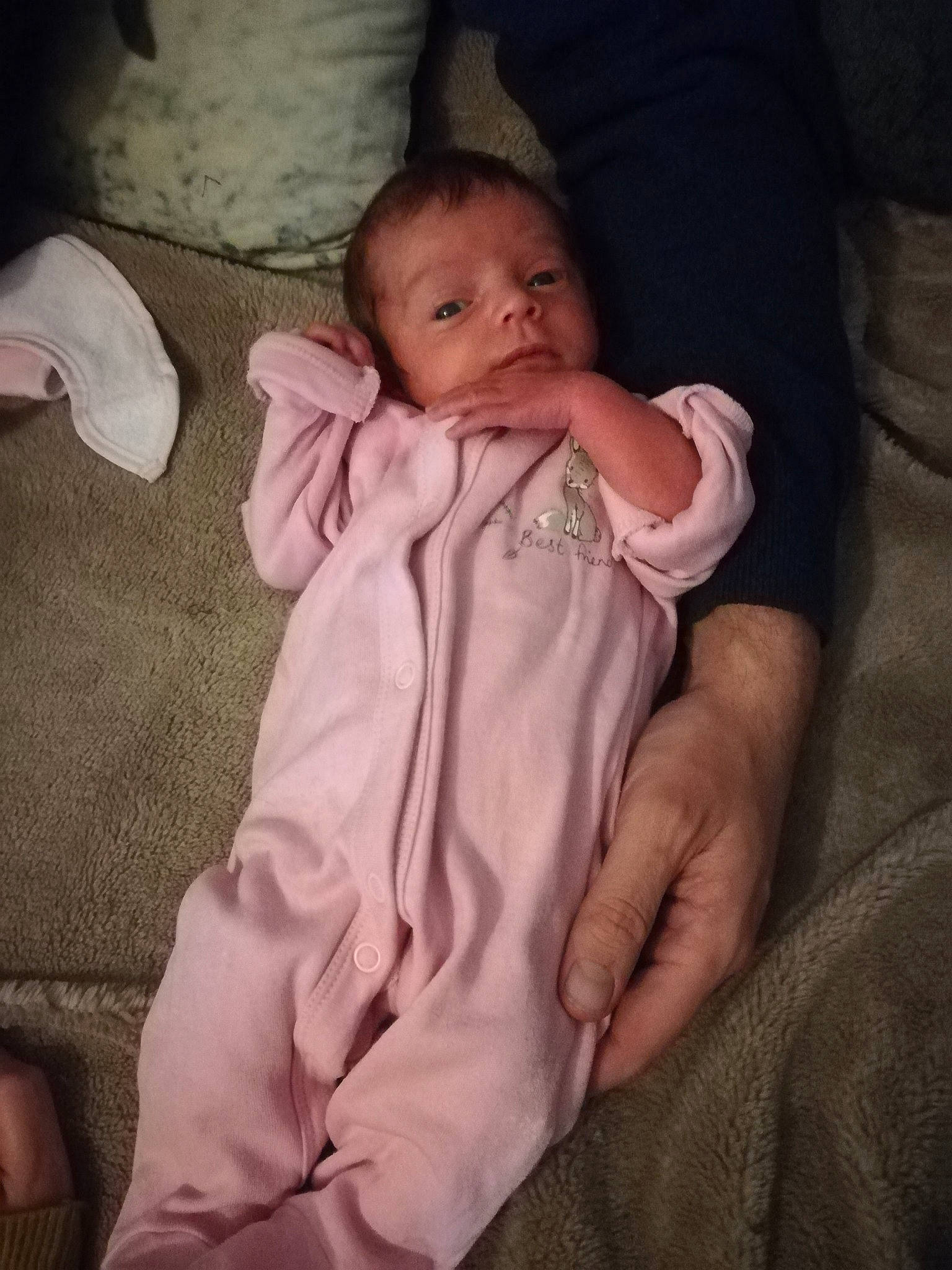 Lily-ann is registered to the contest to win money with this photo: arm, child, day, ear, finger, girl, hand, head, human, infant, leg, mouth, nose, person, product, skin, sleep, thumb, toddler