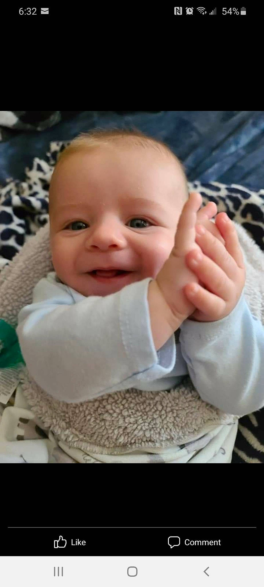 Conor joined the competition — help win amazing prizes! baby, baby_toddler_clothing, cheek, child, chin, collar, comfort, face, finger, gesture, happy, linens, lip, person, product, skin, sleeve, smile, textile, thumb