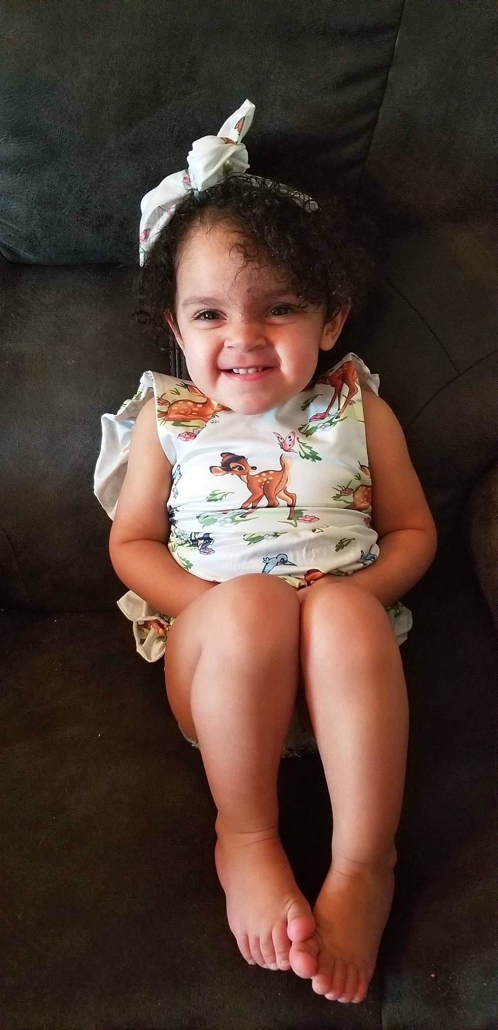 Khalani is registered to the contest to win money with this photo: baby, baby_toddler_clothing, beauty, cheek, child, child_model, daughter, dress, fun, human_leg, joy, leg, person, sitting, skin, smile, thigh, toddler