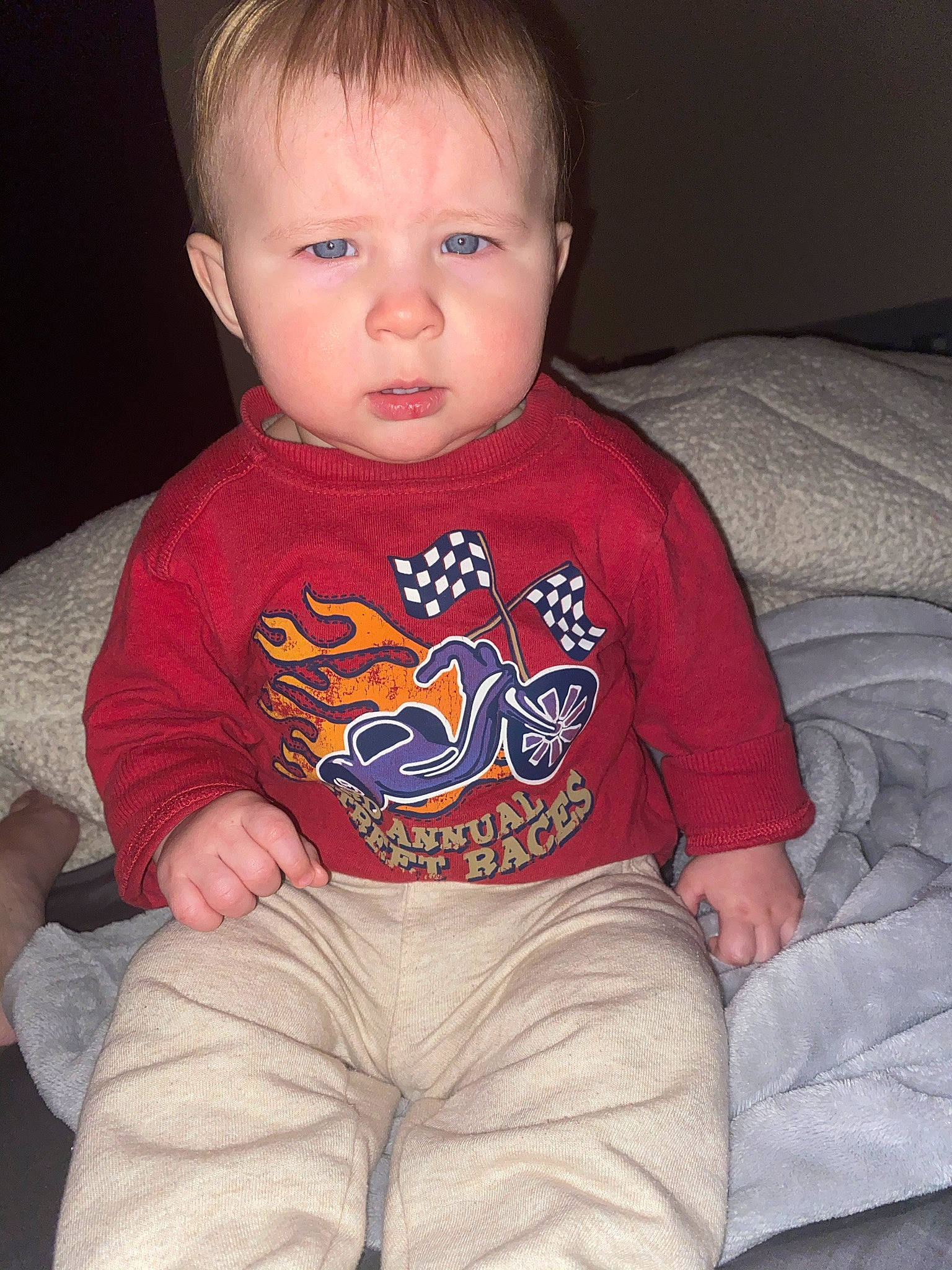 Declan joined the competition — help win amazing prizes! baby, baby_toddler_clothing, car_seat, cheek, child, comfort, ear, finger, hand, human_body, khaki_pants, lap, living_room, nightwear, nose, person, sitting, sock, toddler
