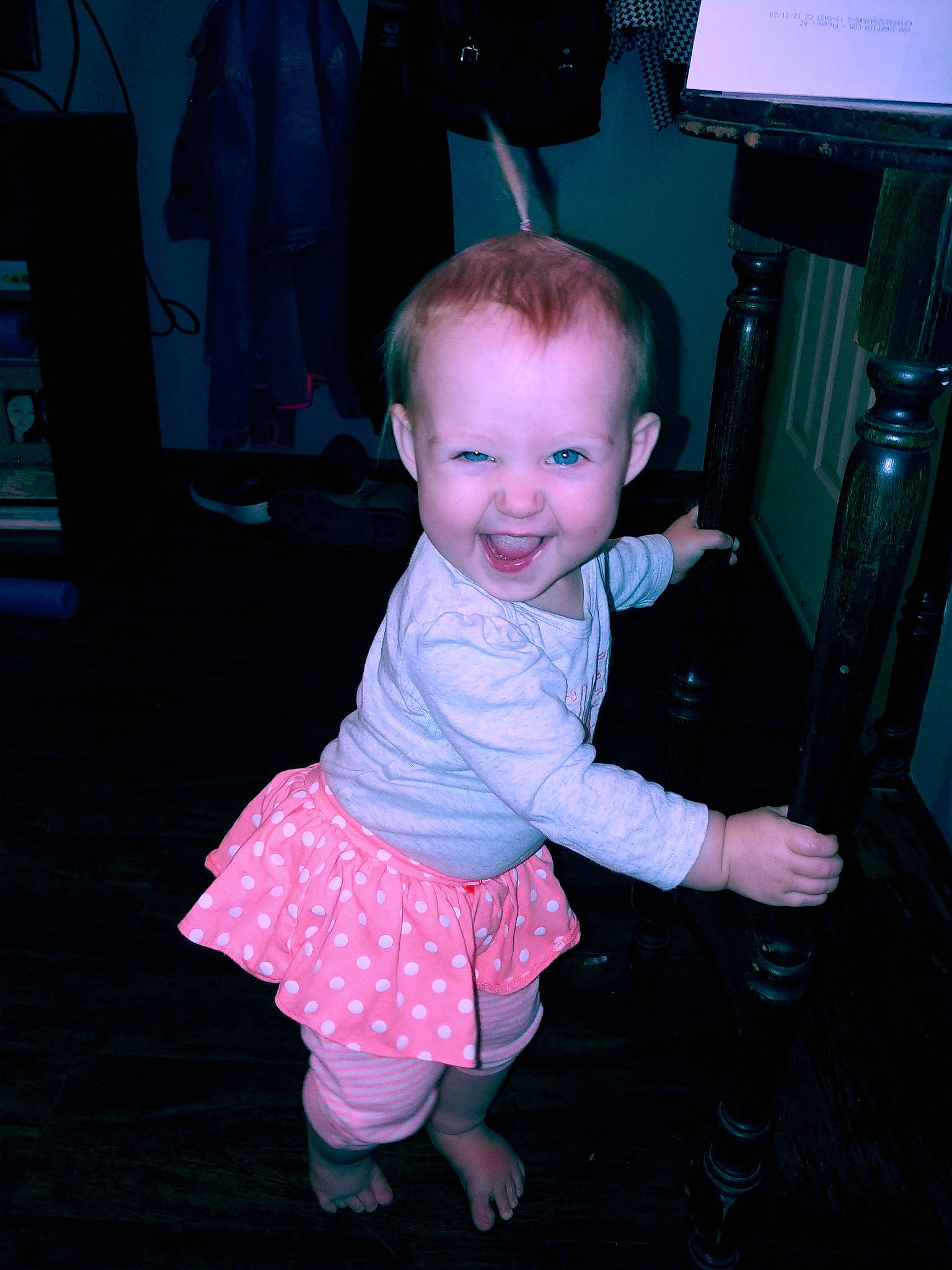 Daisy joined the competition — help win amazing prizes! baby, baby_toddler_clothing, chair, child, eye, flooring, fun, happy, home_appliance, iris, joint, magenta, person, picture_frame, pink, purple, sleeve, smile, television, thumb