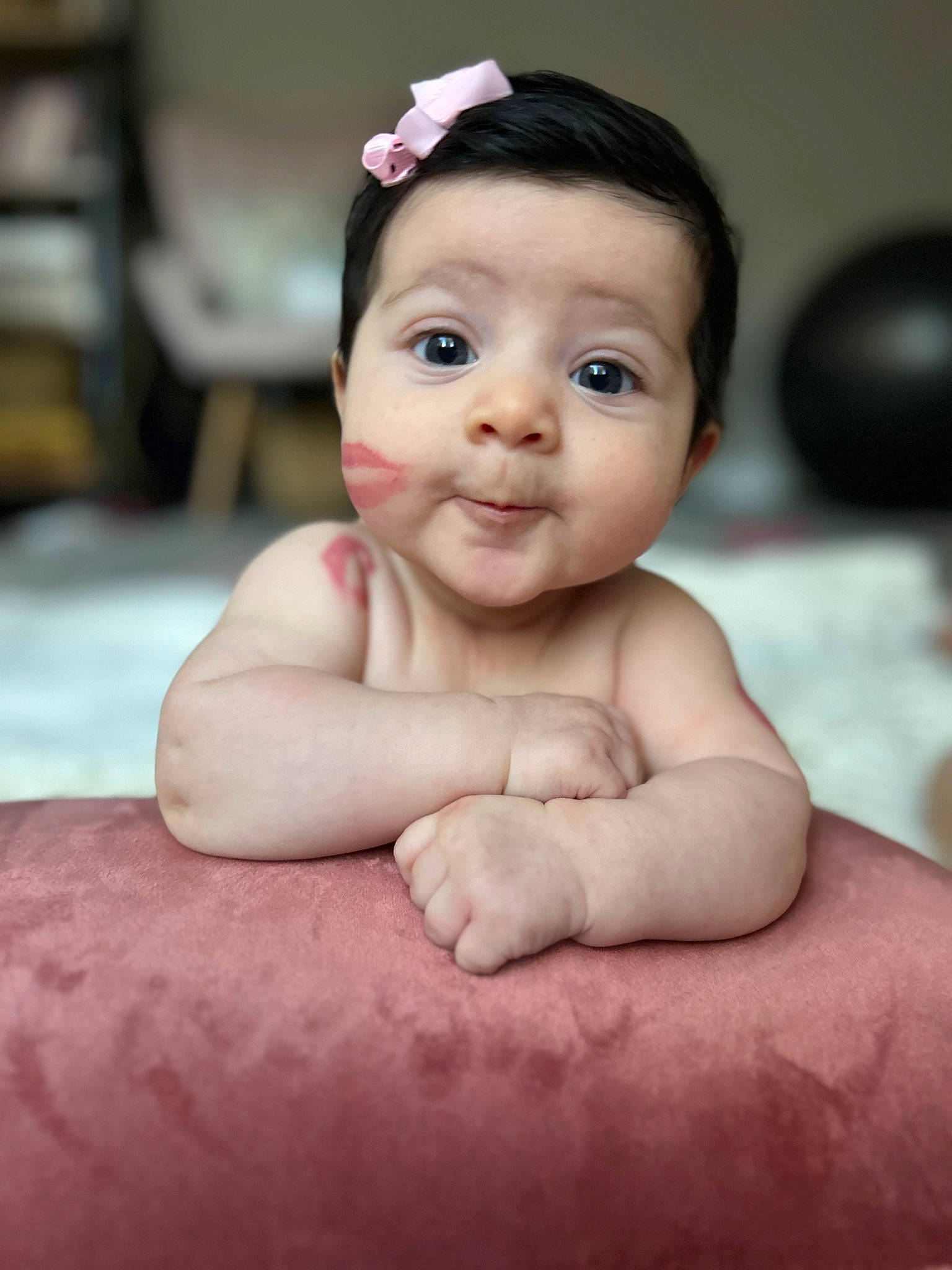 Scarlett joined the competition — help win amazing prizes! baby, baby_toddler_clothing, cheek, chest, child, chin, comfort, eyebrow, eyelash, flash_photography, flooring, fun, gesture, happy, iris, lip, nose, person, skin, stomach