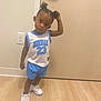 Taliyah is registered to the contest to win money with this photo: toddler, child, indoor, door, floor, curly_hair, pigtails, white_shoes, shorts, sleeveless_shirt, jordan_23, light_skin, standing, curious, hand_on_head, wall, outfit, pose, young_child, casual