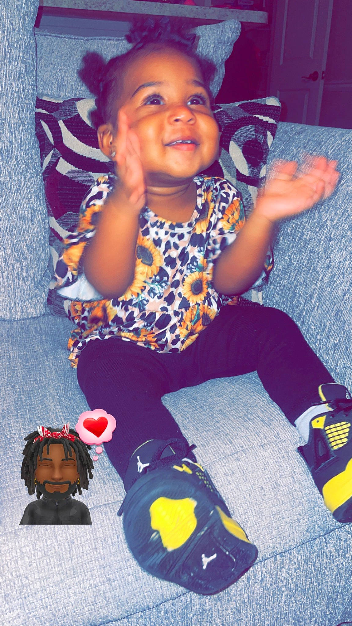 Nyona joined the competition — help win amazing prizes! baby, baby_toddler_clothing, child, cool, electric_blue, flooring, fun, happy, leg, leisure, pattern, person, play, purple, sandal, sitting, smile, stuffed_toy, t_shirt, thigh