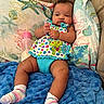baby, blanket, bottle, child, colorful, comfortable, couch, cute, dress, frog, home, indoors, infant, milk, pattern, pillow, polka_dot, portrait, sitting, sock
