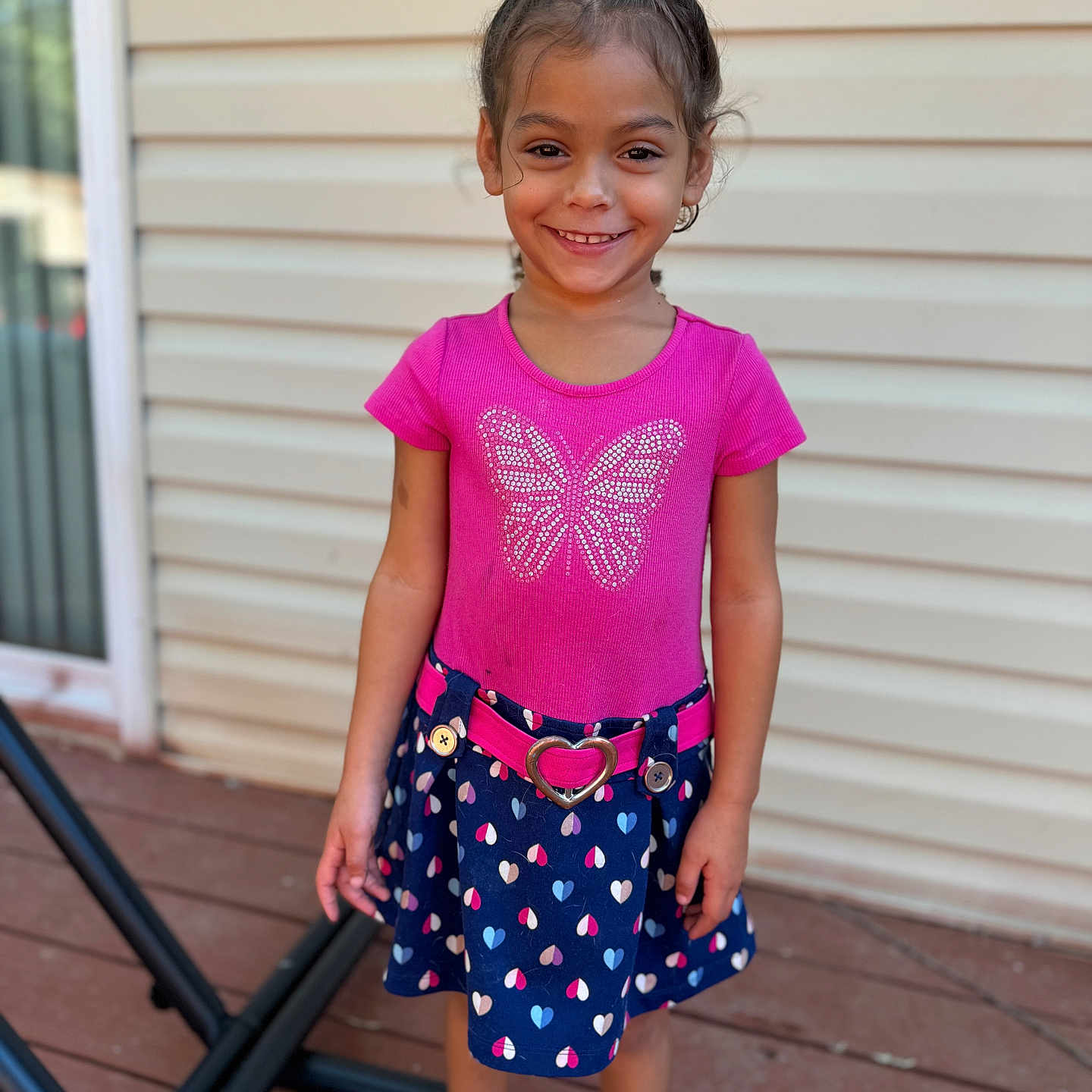 Elaina joined the competition — help win amazing prizes! child, clothing, dress, face, female, footwear, girl, happy, head, miniskirt, pattern, person, photography, portrait, shoe, shorts, skirt, sleeve, smile, t_shirt