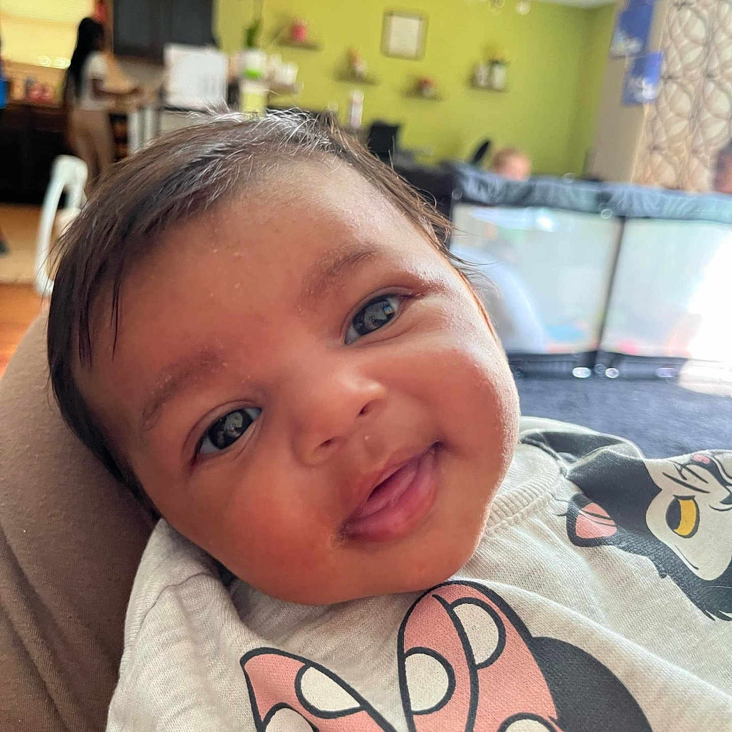 Nevaeh joined the competition — help win amazing prizes! adult, baby, babylaughing, computerhardware, electronics, face, female, happy, hardware, head, monitor, person, photography, portrait, screen, selfie, skin, smile, tattoo, woman