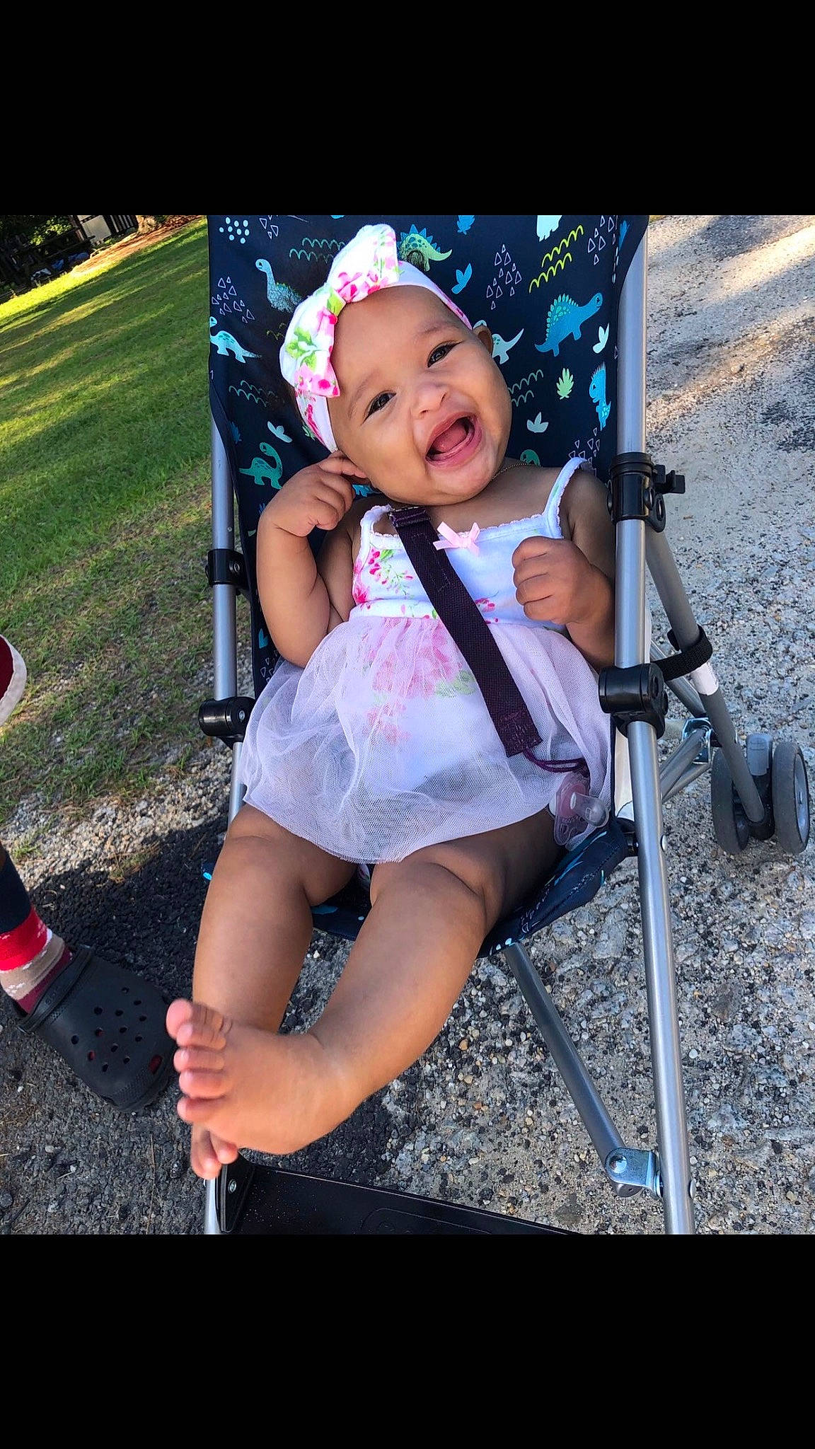 Atienna joined the competition — help win amazing prizes! baby, baby_carriage, baby_products, baby_toddler_clothing, child, electric_blue, flash_photography, fun, grass, happy, hat, headwear, human_leg, leisure, person, pink, recreation, shoe, sitting, smile