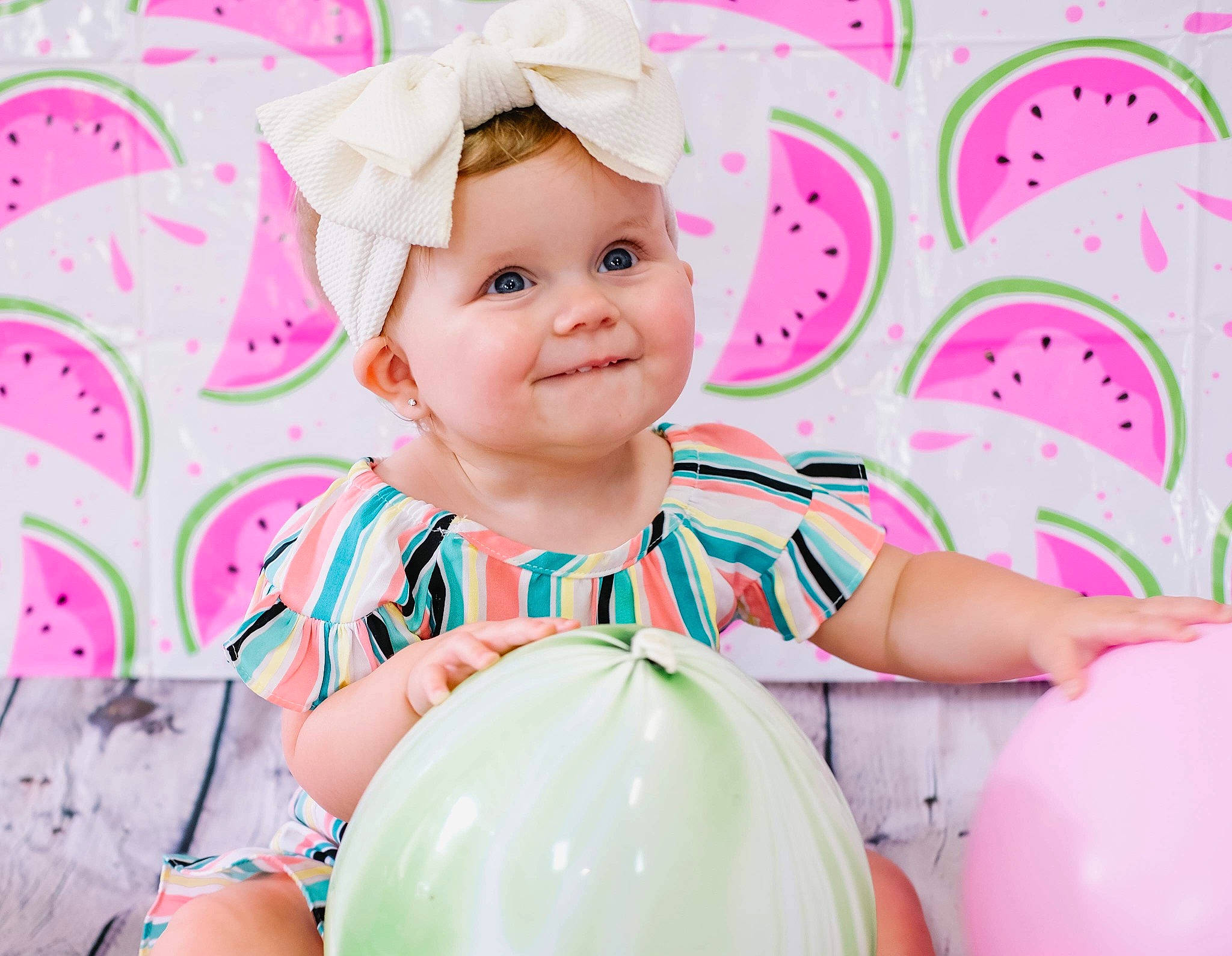 Aleia joined the competition — help win amazing prizes! baby, baby_products, baby_toddler_clothing, balloon, cap, child, event, facial_expression, fashion_accessory, fun, happy, headwear, joy, magenta, party_supply, pattern, peach, person, pink, play