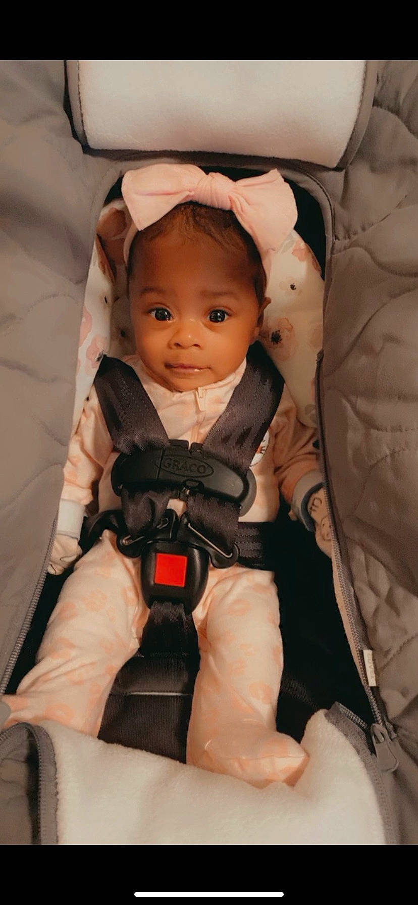 Jai Lani is registered to the contest to win money with this photo: baby, baby_carriage, baby_products, baby_safety, car_seat, carmine, cheek, child, comfort, doll, eye, eyelash, head, human_leg, person, sitting, skin, thigh, thumb, toddler