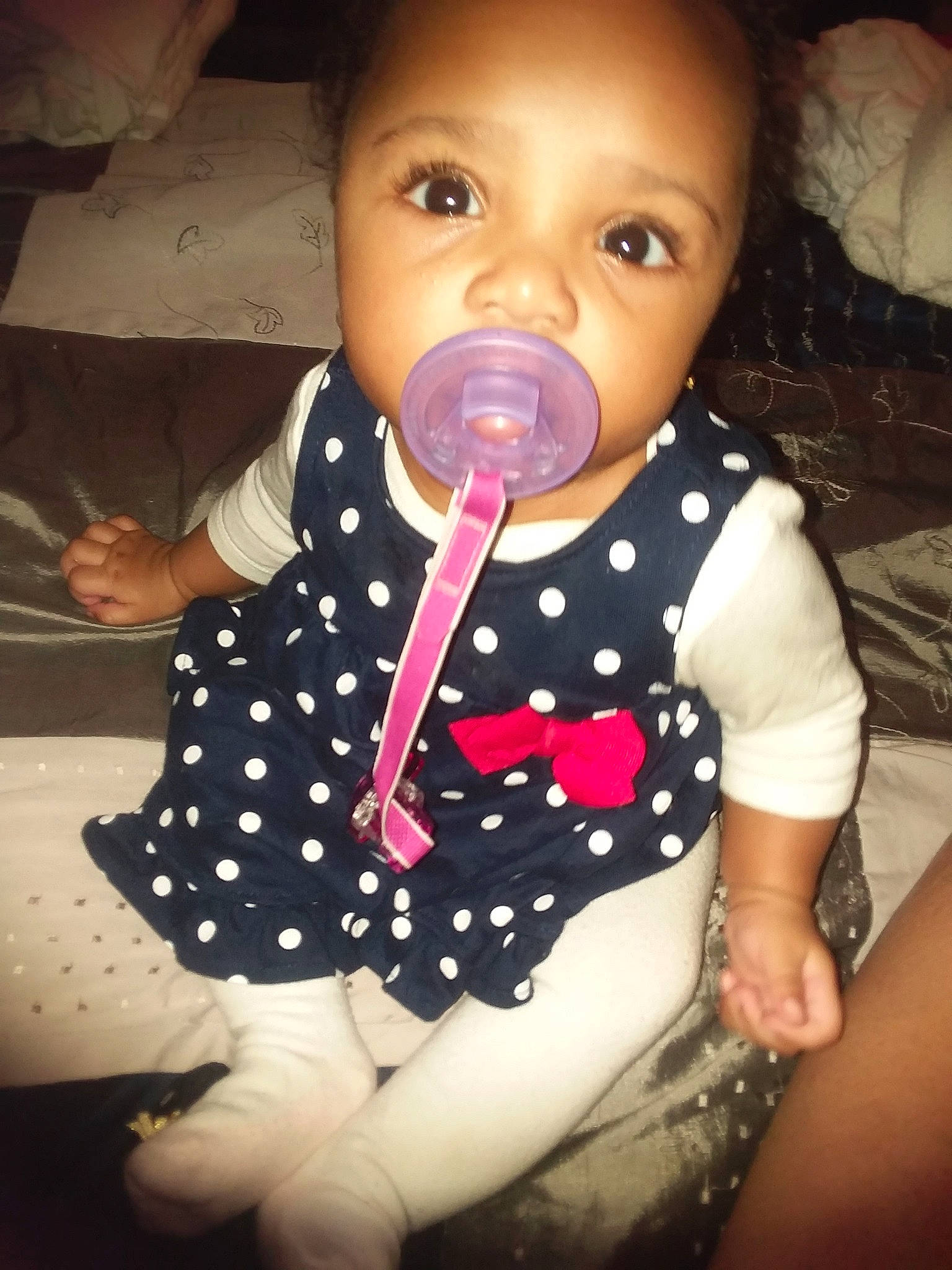 Alexandrea joined the competition — help win amazing prizes! baby, child, pattern, person, polka_dot, toddler