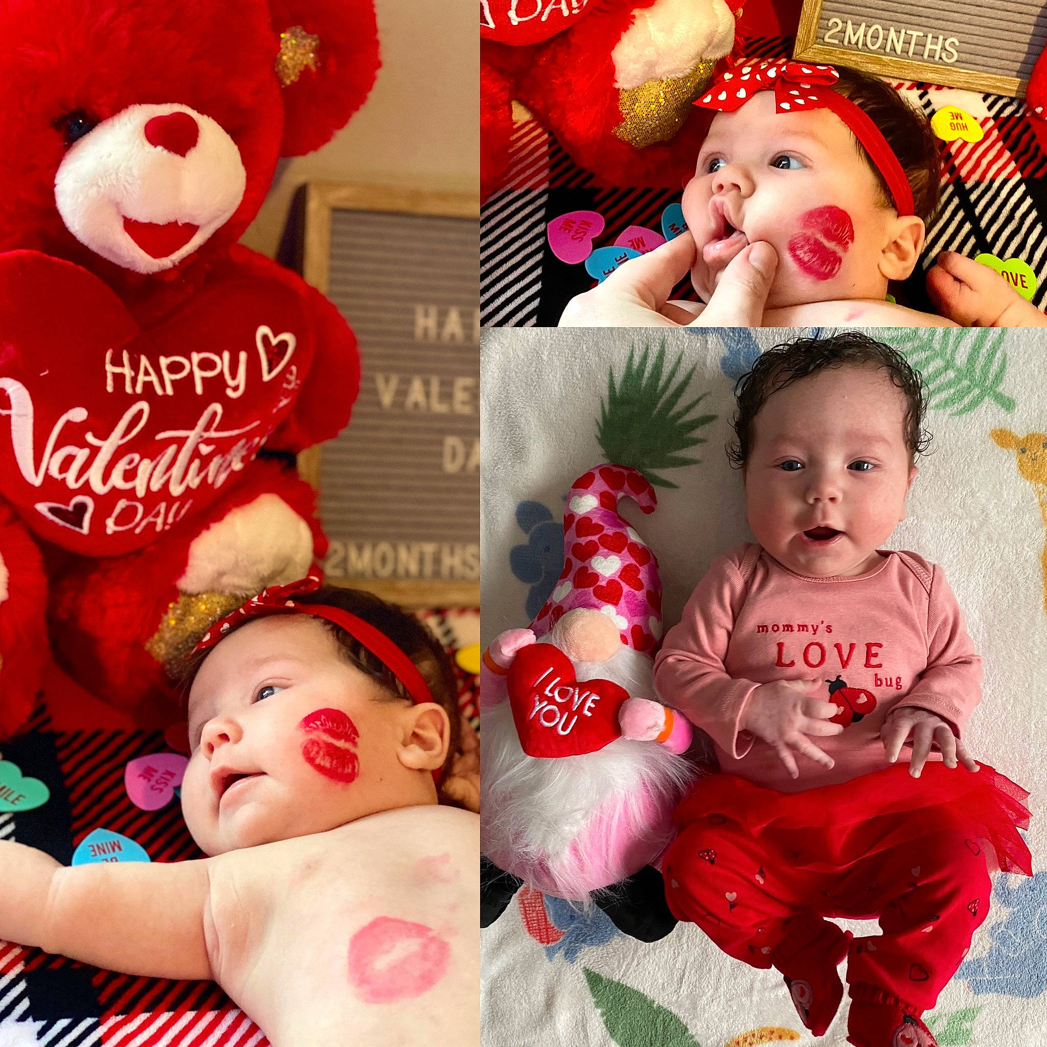 Macey joined the competition — help win amazing prizes! art, baby, baby_toddler_clothing, child, christmas_eve, event, facial_expression, font, happy, headgear, holiday, interaction, pattern, person, photomontage, pink, product, red, sleeve, textile