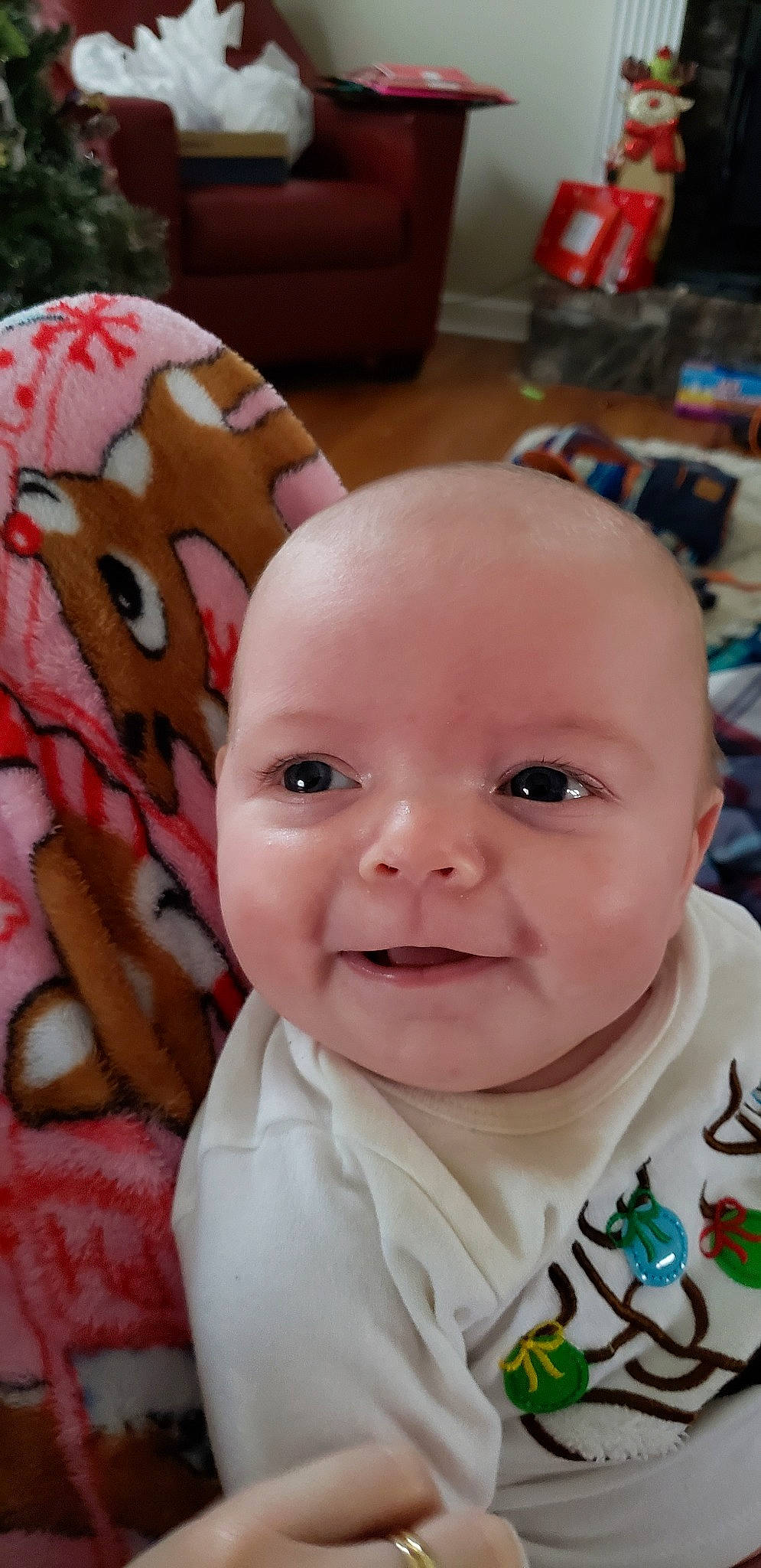 Hollis is registered to the contest to win money with this photo: cheek, child, eye, face, girl, head, infant, lip, nose, person, pink, product, skin, smile, toddler