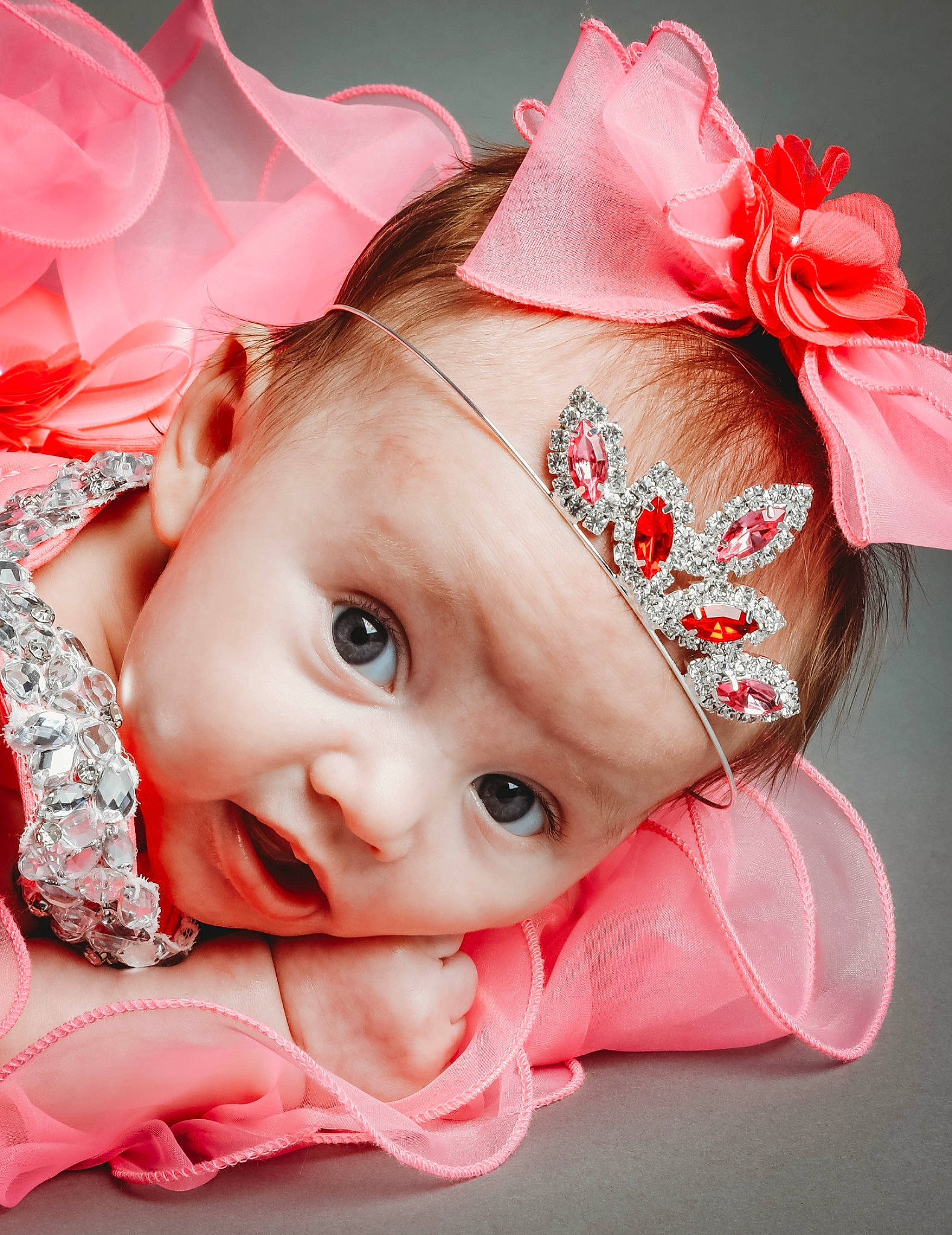Raelynn joined the competition — help win amazing prizes! baby, baby_toddler_clothing, child, eyelash, fashion_accessory, hair_accessory, happy, head, headband, headgear, headpiece, lip, magenta, pattern, peach, person, petal, picture_frame, pink, smile