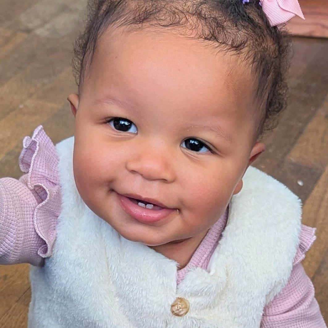 Alyssa joined the competition — help win amazing prizes! accessories, baby, babylaughing, bodypart, clothing, coat, dress, earring, face, hair, happy, head, jacket, jewelry, necklace, person, photography, portrait, shoulder, smile