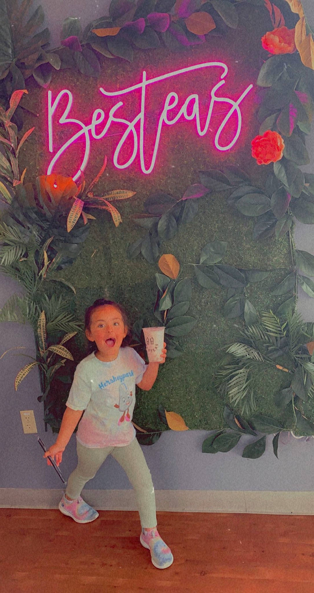 Lexi is registered to the contest to win money with this photo: adaptation, baby_toddler_clothing, beauty, botany, design, event, floral_design, font, handwriting, happy, leaf, magenta, organism, person, pink, plant, red, room, surprise, toddler