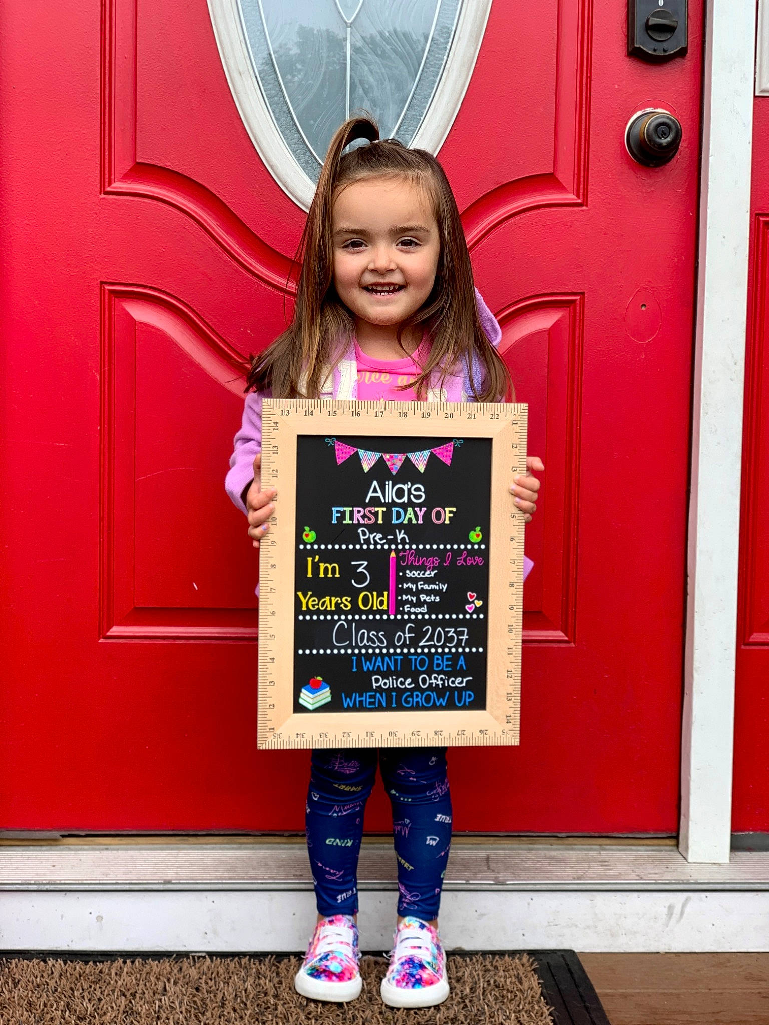 Aila joined the competition — help win amazing prizes! child, door, electric_blue, fashion, fashion_design, fun, handwriting, happy, joy, magenta, pattern, person, photograph, pink, purple, red, sleeve, smile, snapshot, standing