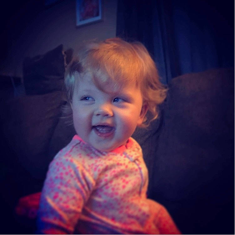 Harper joined the competition — help win amazing prizes! baby, baby_toddler_clothing, blond, child, cloud, electric_blue, electronic_device, flash_photography, fun, happy, jaw, lip, meteorological_phenomenon, nose, person, photo_caption, sky, sleeve, smile, t_shirt