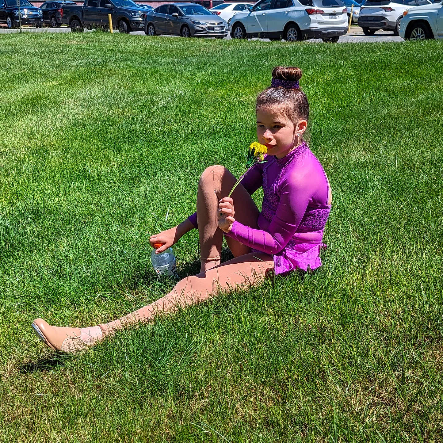 Allie joined the competition — help win amazing prizes! alloywheel, backyard, child, face, female, girl, grass, head, lawn, nature, outdoors, park, person, photography, plant, portrait, purple, sitting, summer, yard