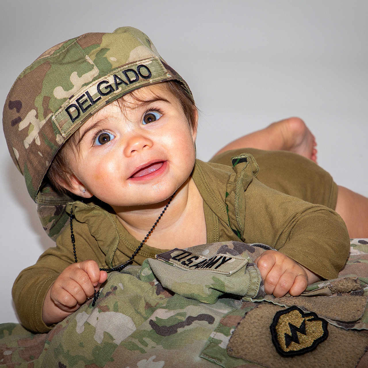 Kehlani joined the competition — help win amazing prizes! accessories, army, baby, bodypart, cap, clothing, crawling, face, finger, hand, hat, head, jewelry, military, militaryuniform, necklace, person, photography, portrait, soldier