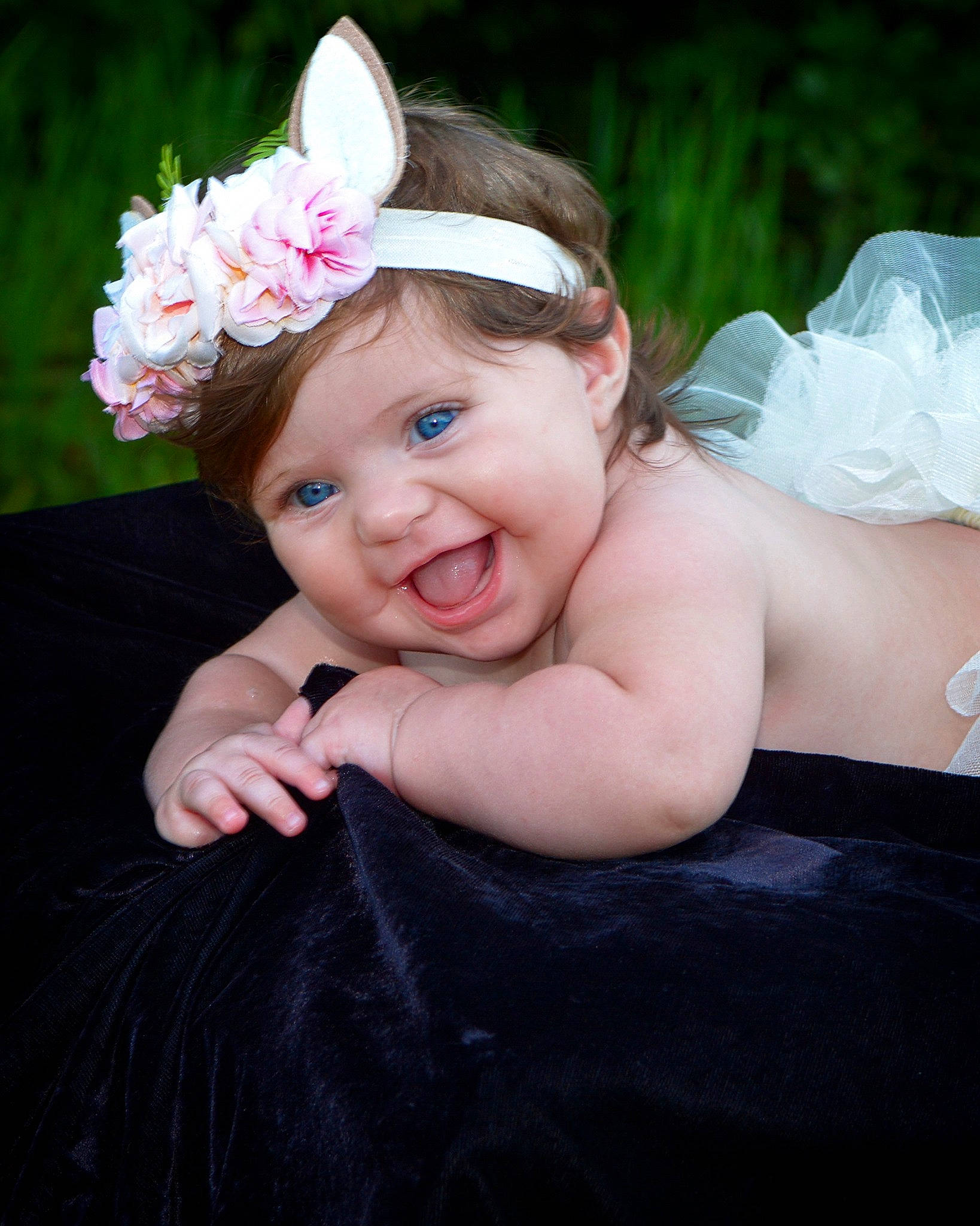 Jayleigh is registered to the contest to win money with this photo: baby, baby_toddler_clothing, child, child_model, costume, costume_accessory, fashion_accessory, flower, flower_girl, fun, hair_accessory, headband, headgear, headpiece, headwear, joy, person, pink, product, skin