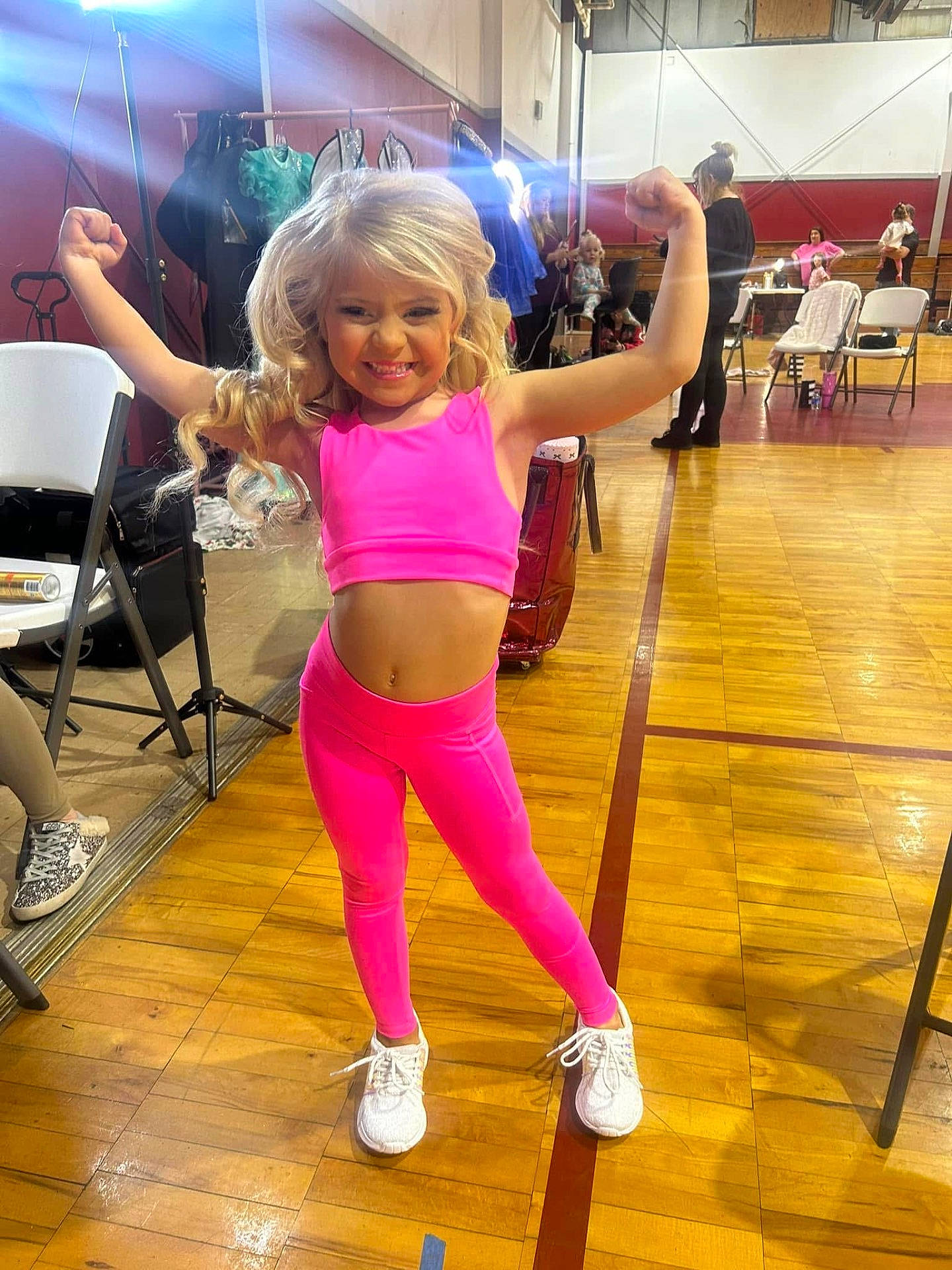 Jayleigh Rae joined the competition — help win amazing prizes! adult, chair, child, clothing, face, female, footwear, furniture, girl, hair, hardwood, head, pants, person, photobombing, photography, portrait, shoe, woman, wood