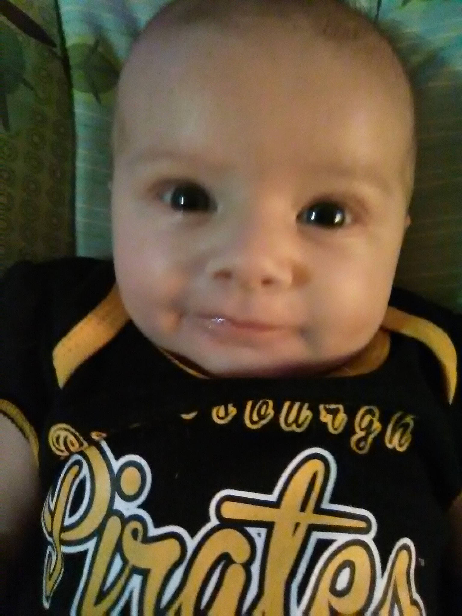 Aubri is registered to the contest to win money with this photo: baby, baby_making_funny_faces, cheek, child, chin, cool, eye, eyebrow, face, facial_expression, forehead, happy, head, iris, nose, person, photo_caption, skin, smile, toddler