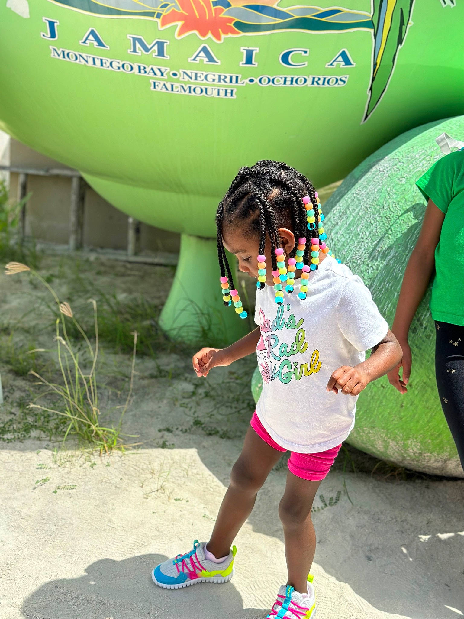 Leighton is registered to the contest to win money with this photo: child, fun, grass, green, happy, leisure, person, photograph, pink, plant, play, recreation, shorts, snapshot, summer, t_shirt, toddler, vacation, vertebrate, white