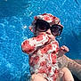 baby, child, cute, fashion, floating, floral_swimsuit, hand, infant, outdoor, person, pool, relaxation, skin, splash, summer, sun_protection, sunglasses, swimming, vacation, water