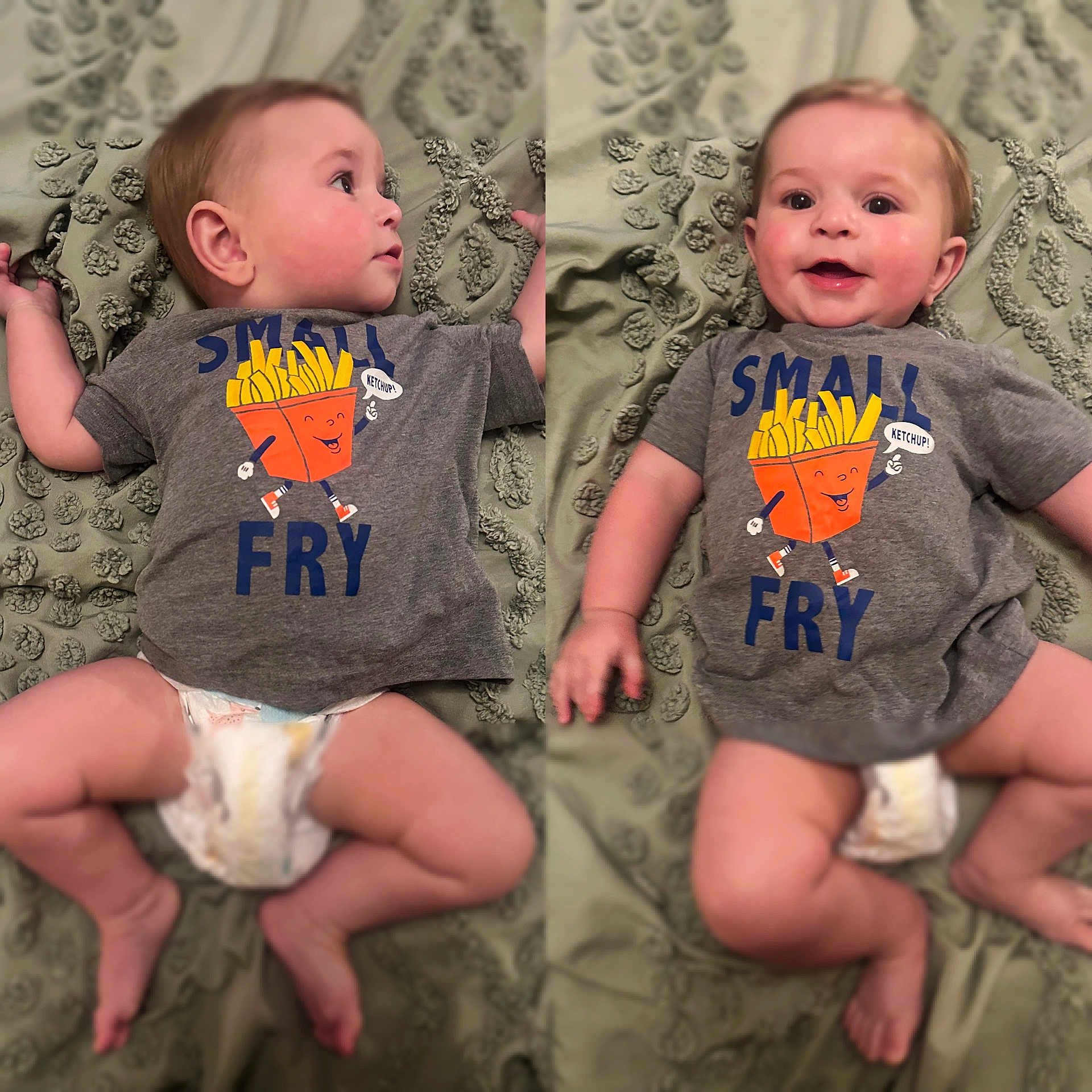 Declan joined the competition — help win amazing prizes! baby, bed, bedroom, bodypart, clothing, couch, diaper, face, finger, furniture, hand, head, newborn, person, photography, portrait, shirt, shorts, sitting, t_shirt