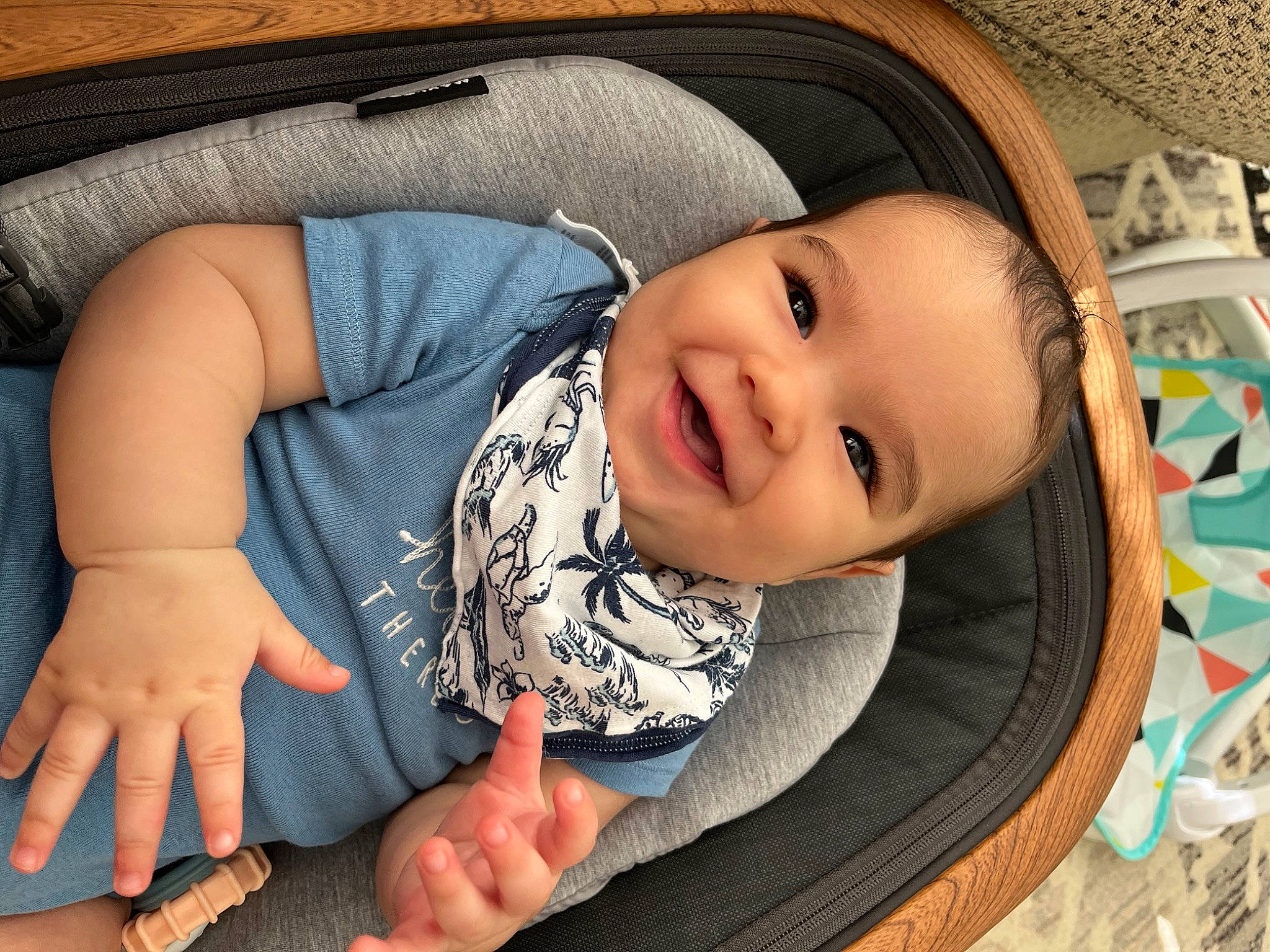 Thayer is registered to the contest to win money with this photo: baby, baby_toddler_clothing, cheek, child, chin, comfort, eye, face, finger, gesture, happy, head, iris, joy, mouth, nose, person, product, skin, sleeve