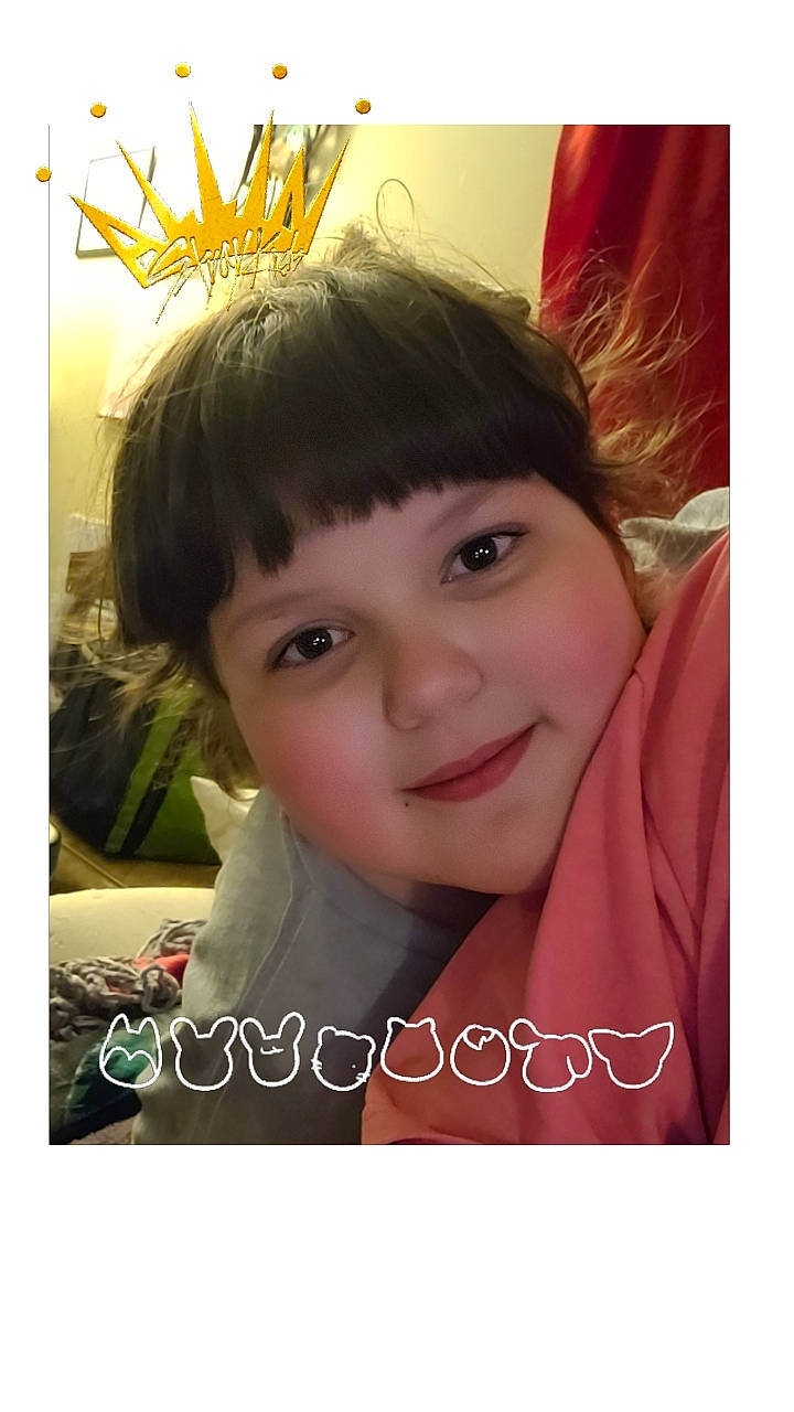 Taylor joined the competition — help win amazing prizes! bangs, brown_hair, cheek, child, eye, eyebrow, eyelash, fashion_accessory, flash_photography, hair, hair_coloring, happy, hime_cut, joy, magenta, nose, person, photo_caption, picture_frame, selfie