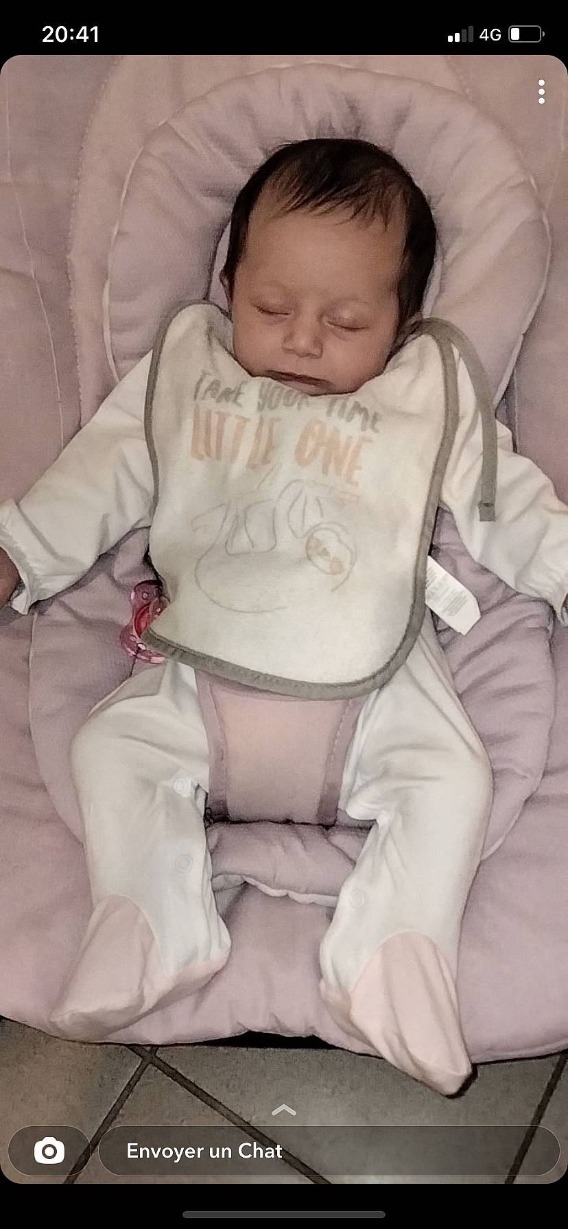 Zaÿna participe au concours pour gagner de l'argent avec cette photo : abdomen, baby, baby_carriage, baby_products, baby_safety, baby_sleeping, baby_toddler_clothing, cheek, child, comfort, infant_bed, linens, outerwear, person, pink, skin, sleeve, smile, thumb, toddler