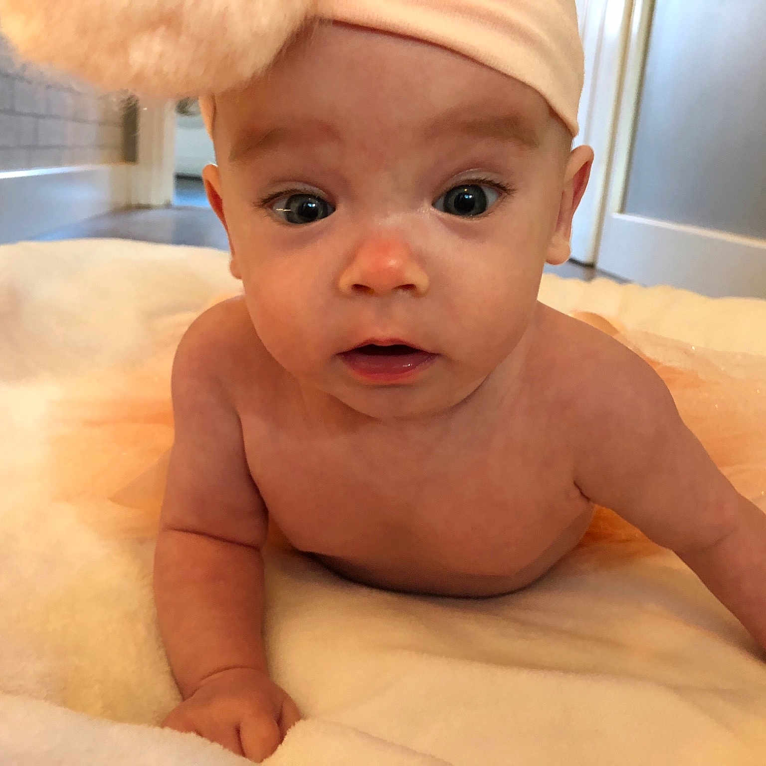 Olivia Rose joined the competition — help win amazing prizes! baby, baby_bathing, baby_making_funny_faces, bathing, bathtub, cheek, child, chin, eye, face, facial_expression, forehead, head, lip, mouth, muscle, nose, person, skin, toddler