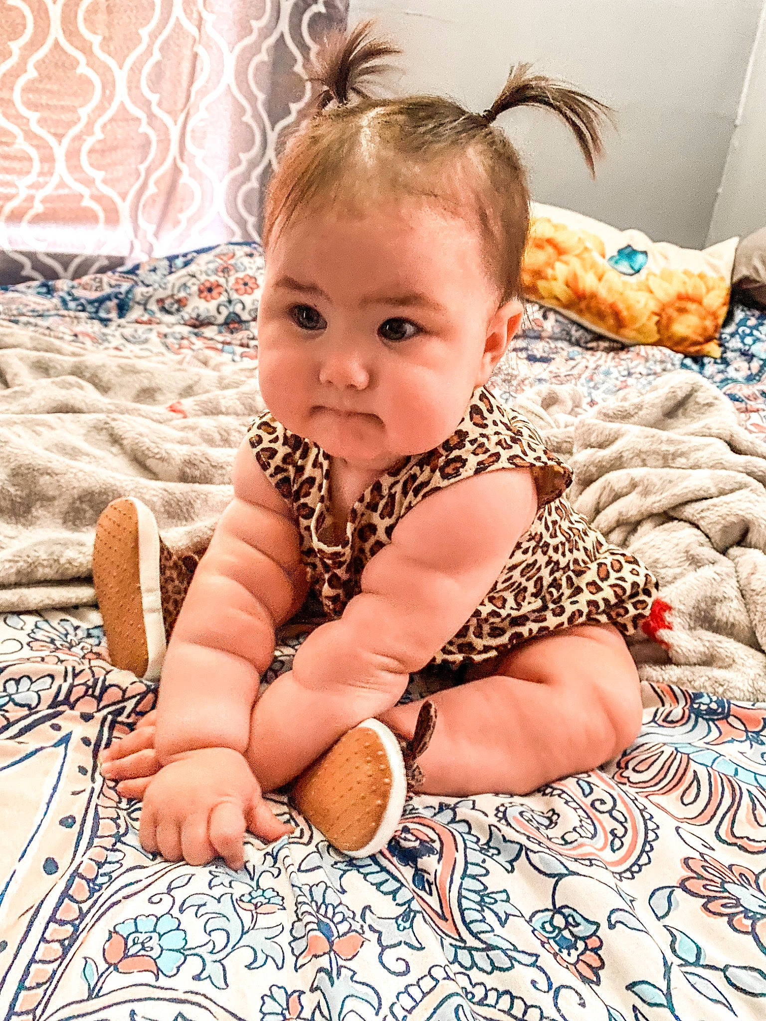 Julianna joined the competition — help win amazing prizes! baby, baby_toddler_clothing, barefoot, child, comfort, facial_expression, finger, flooring, foot, fun, hairstyle, happy, human_leg, leg, pattern, person, sitting, skin, thigh, toddler