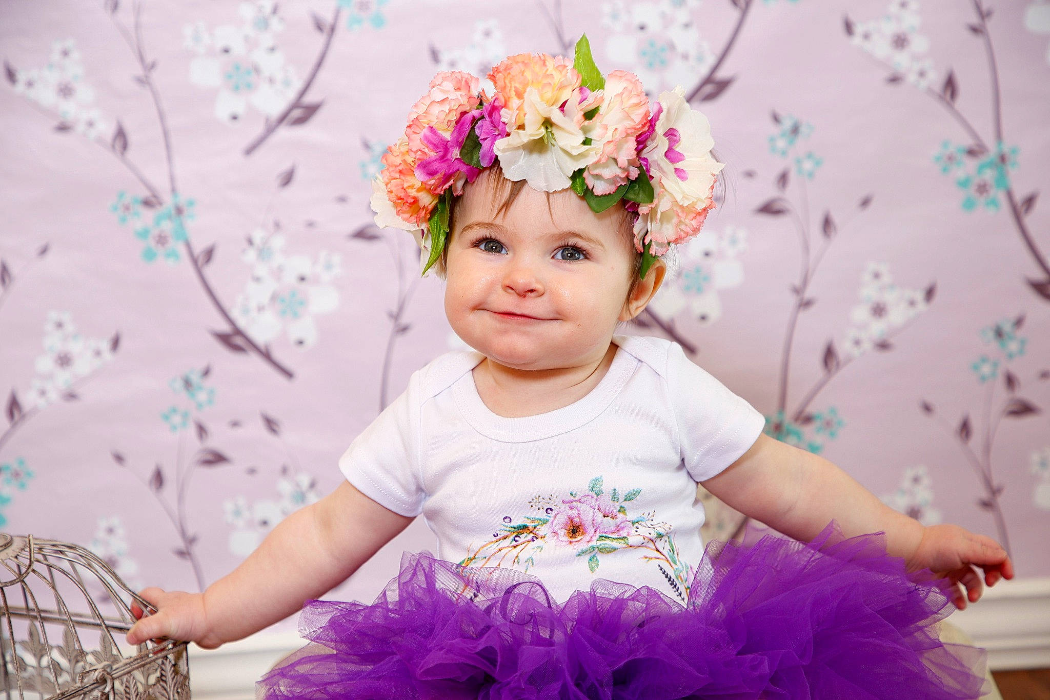 Raeleigh joined the competition — help win amazing prizes! baby, baby_bloomers, baby_toddler_clothing, child, costume, cut_flowers, fashion_accessory, flower, hair_accessory, happy, headgear, headpiece, joy, lavender, lilac, person, petal, pink, plant, purple